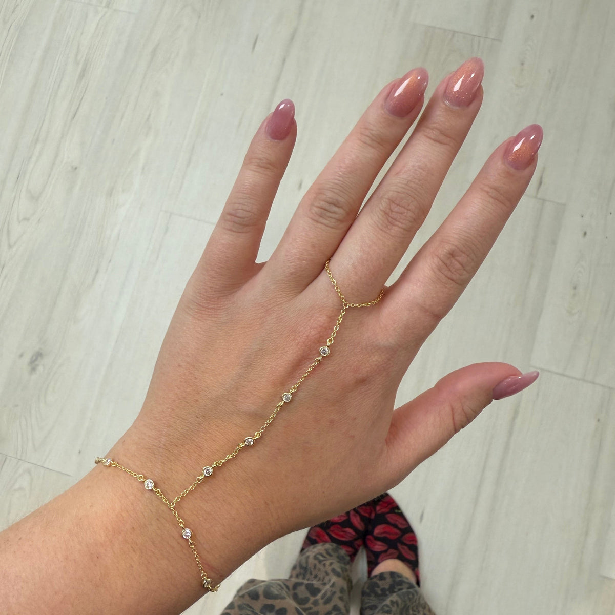 NEW - Floating Diamond Hand Chain Bracelet in gold and silver