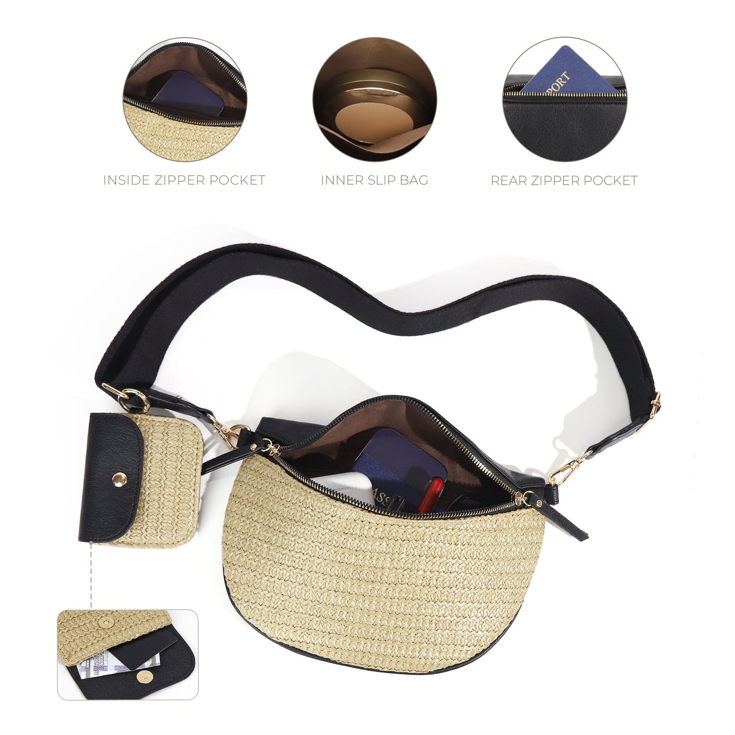 Valentina Crossbody Bag in black and congac