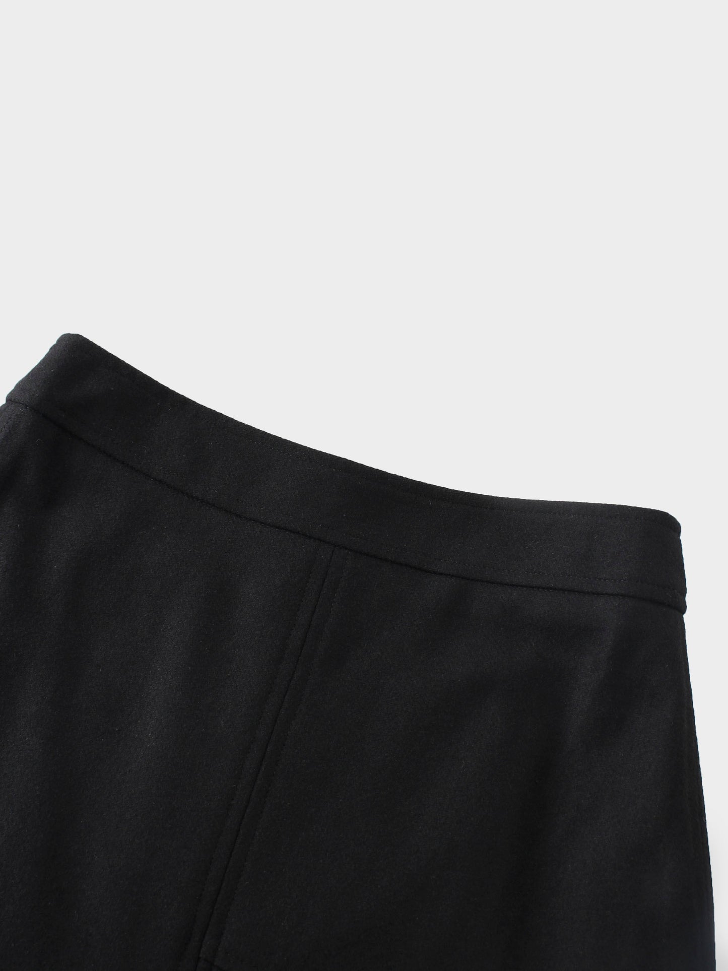 Wool Blend Short Panel Skirt-Black-2