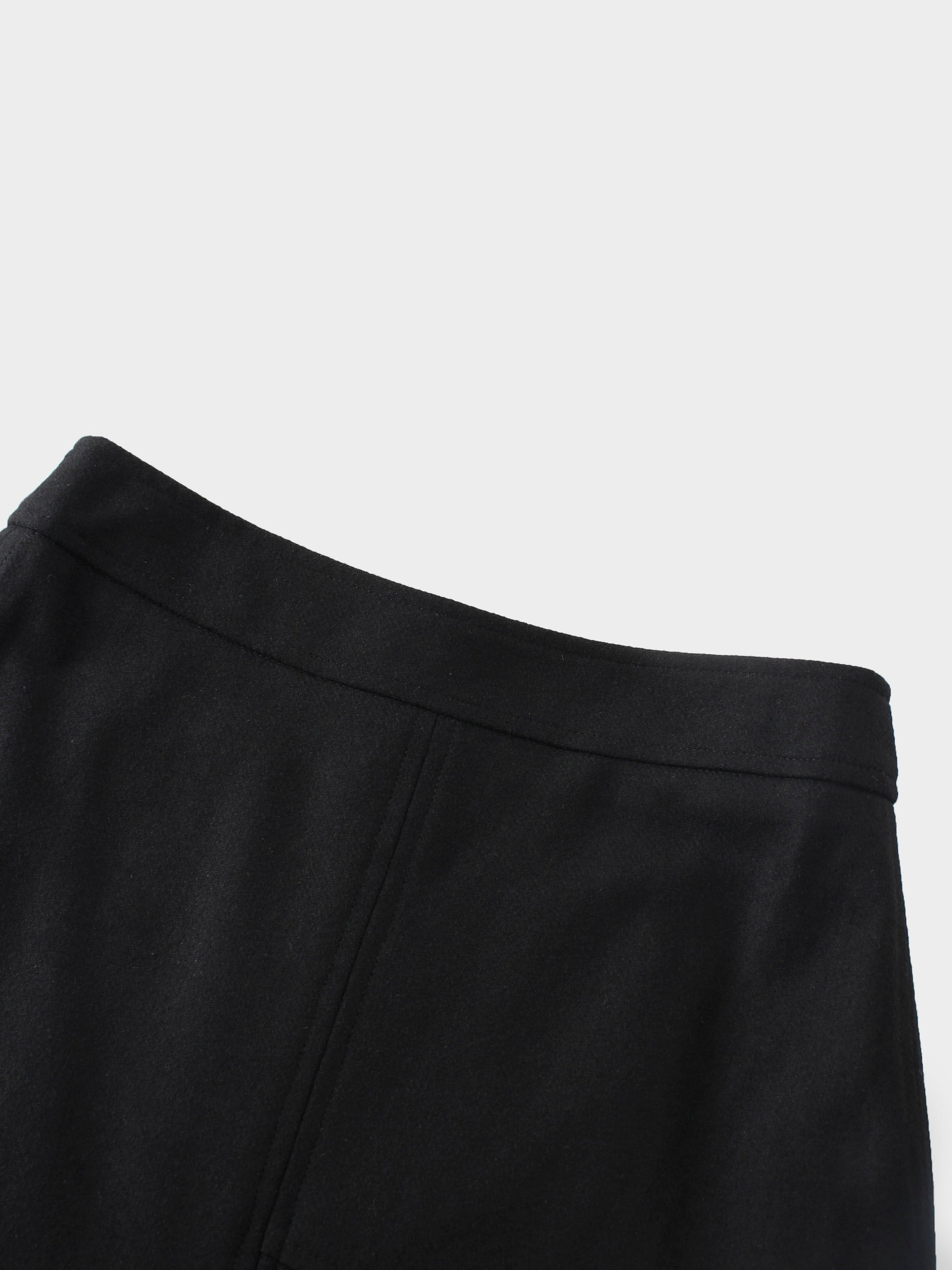 Wool Blend Short Panel Skirt-Black-2
