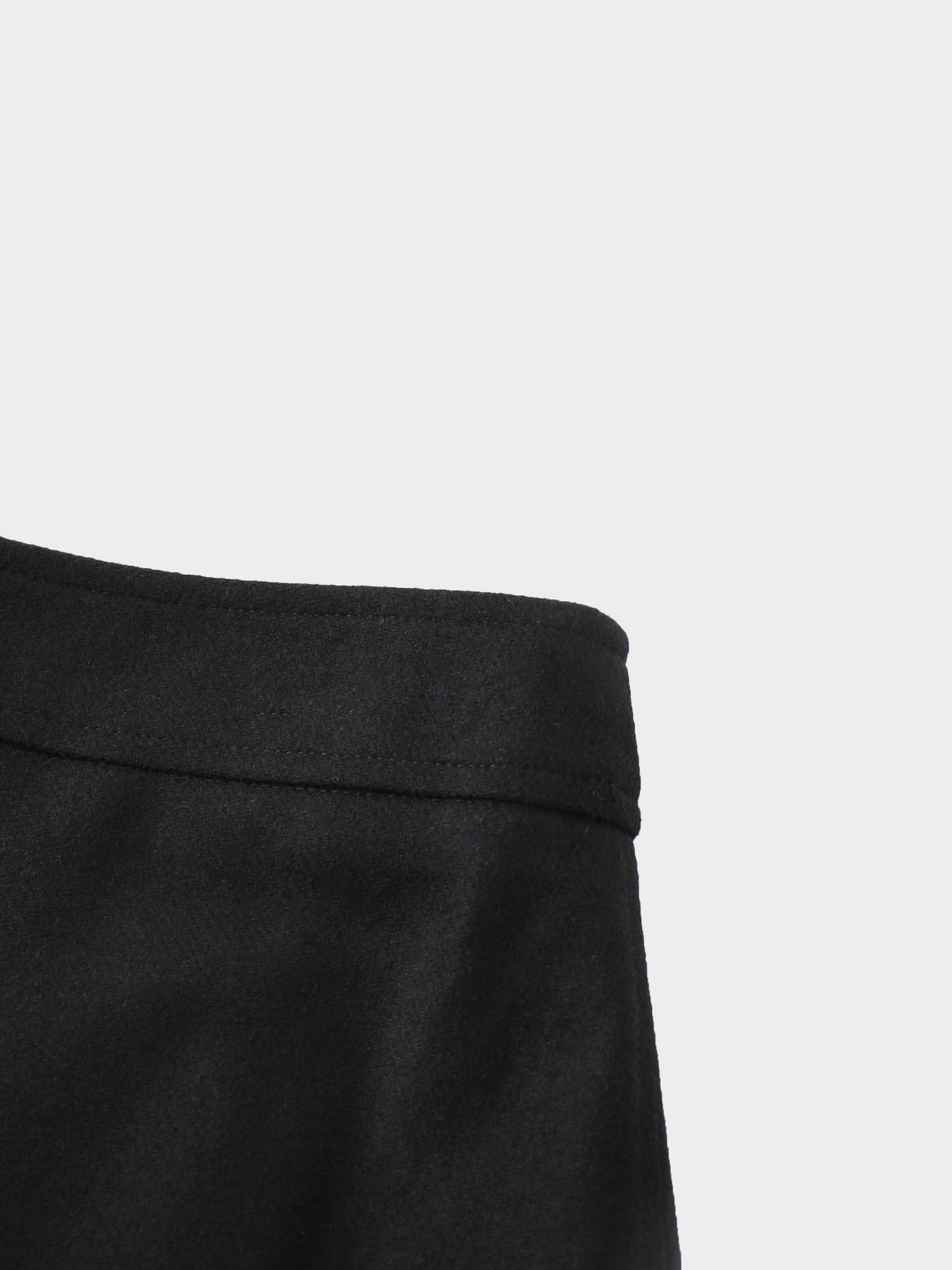 Wool Blend Short Panel Skirt-Black-4