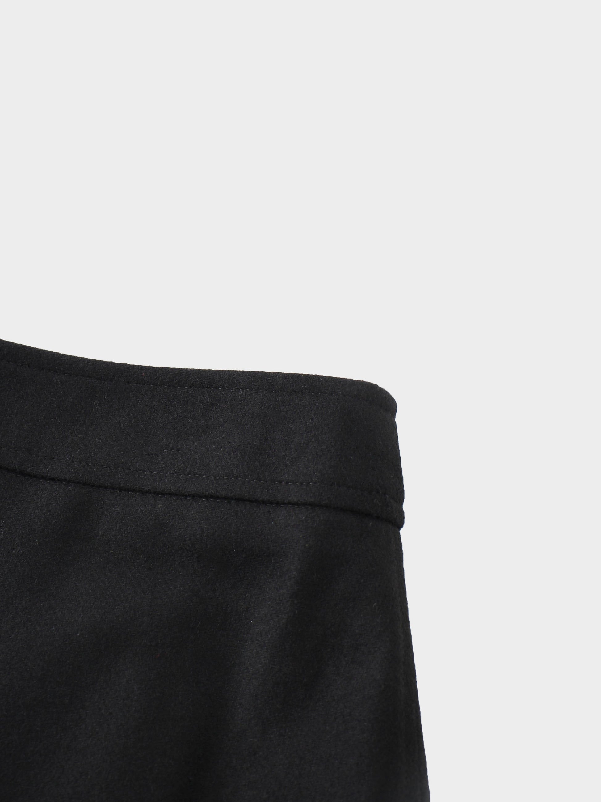 Wool Blend Short Panel Skirt-Black-4