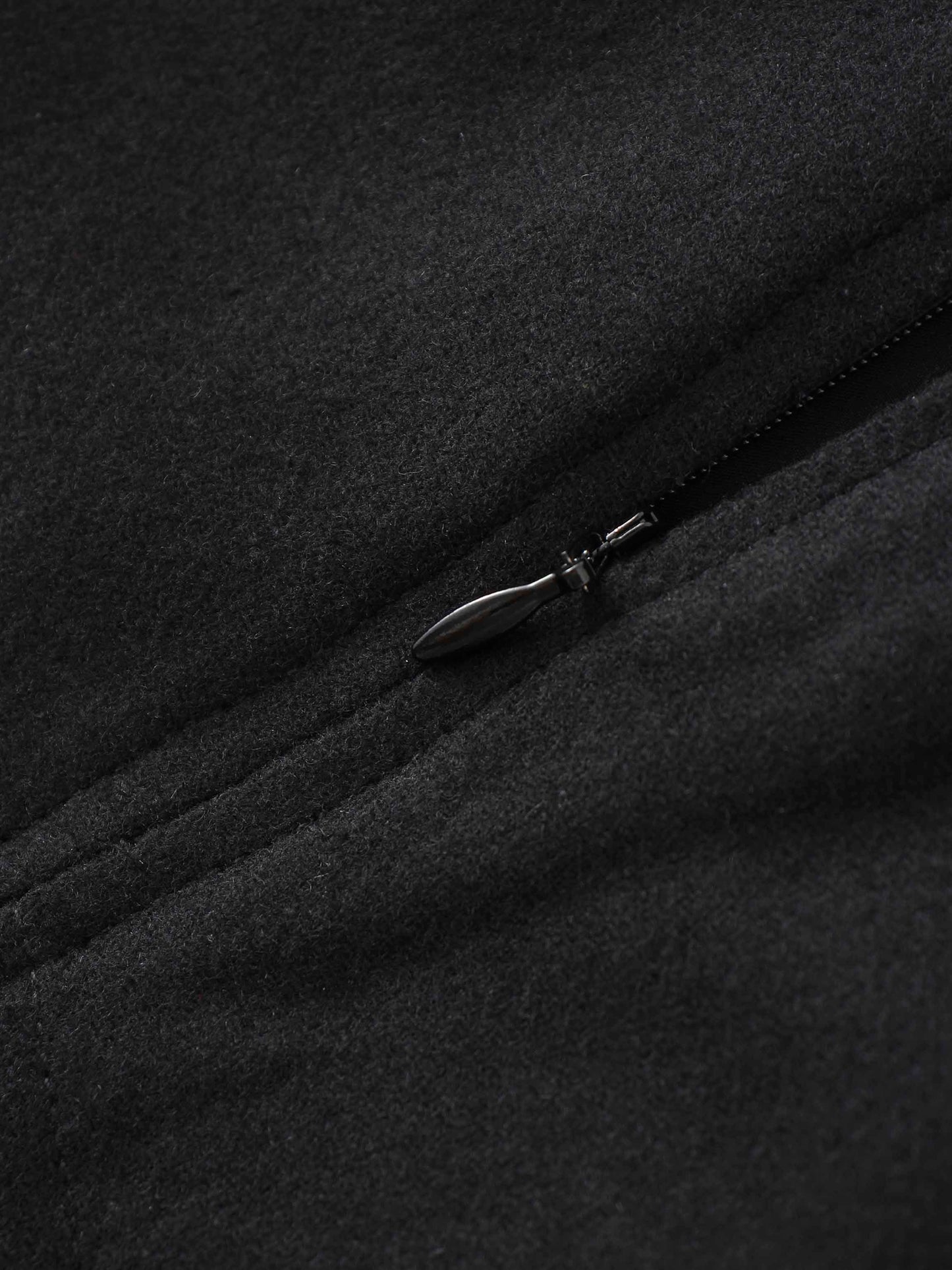 Wool Blend Short Panel Skirt-Black-3