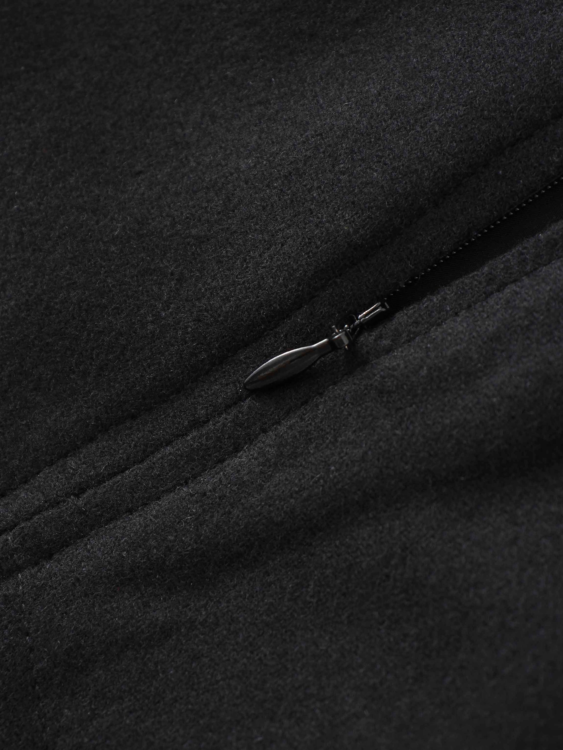 Wool Blend Short Panel Skirt-Black-3