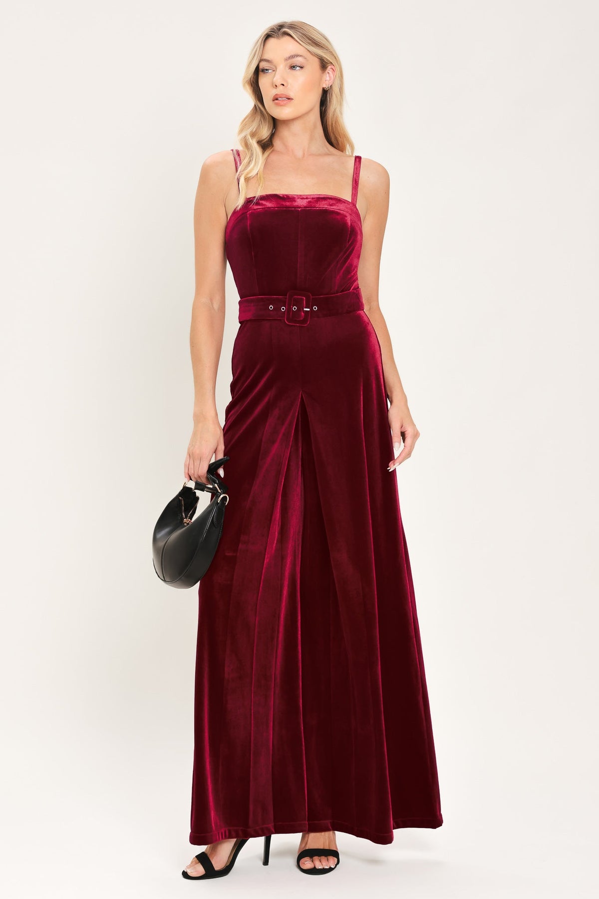 NEW - Velvet Belted Jumpsuit