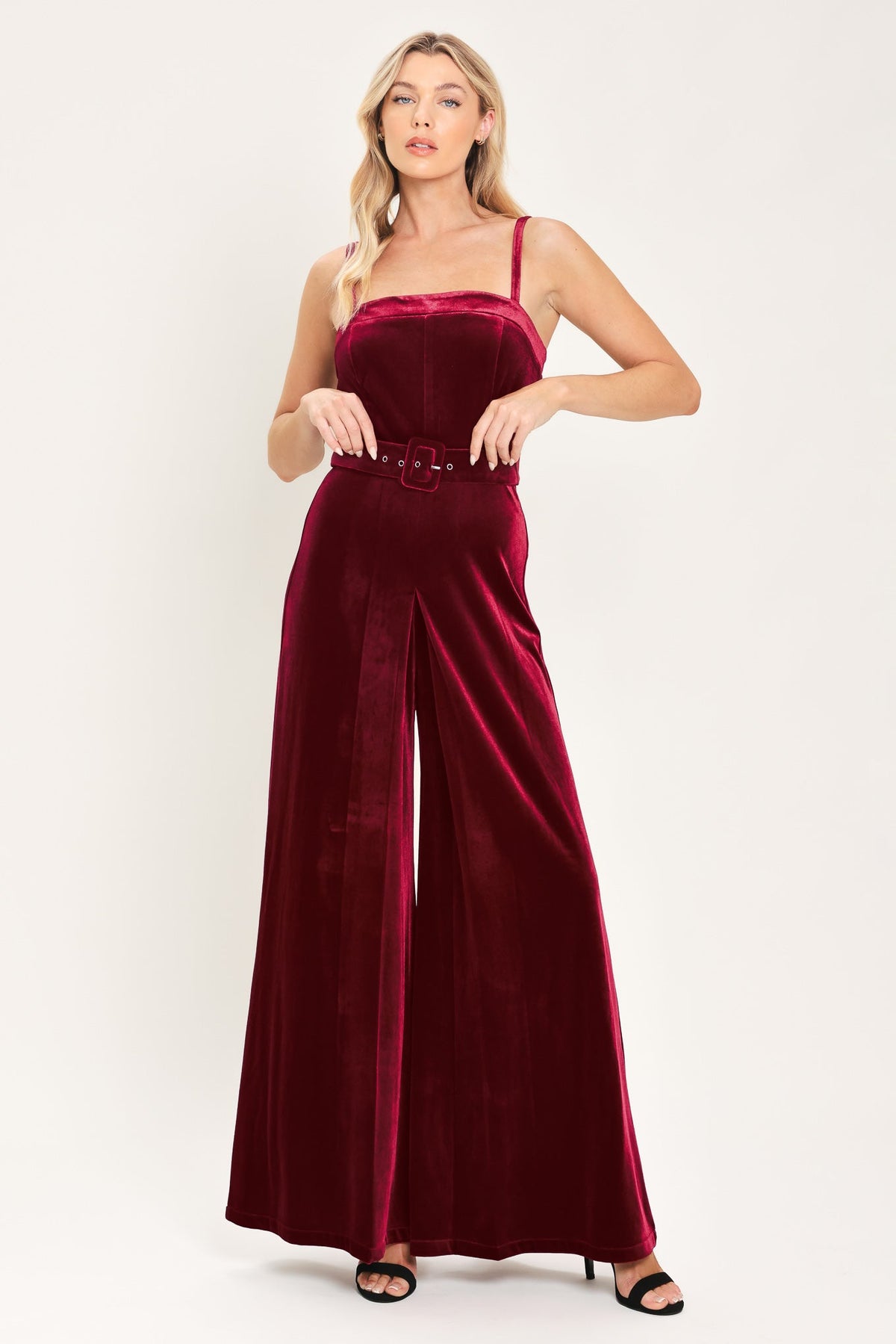 NEW - Velvet Belted Jumpsuit