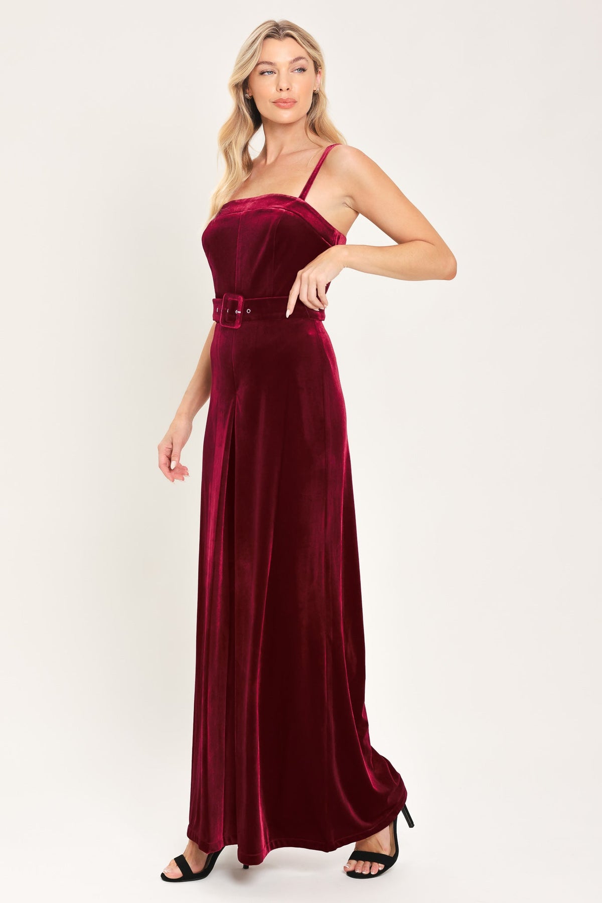 NEW - Velvet Belted Jumpsuit