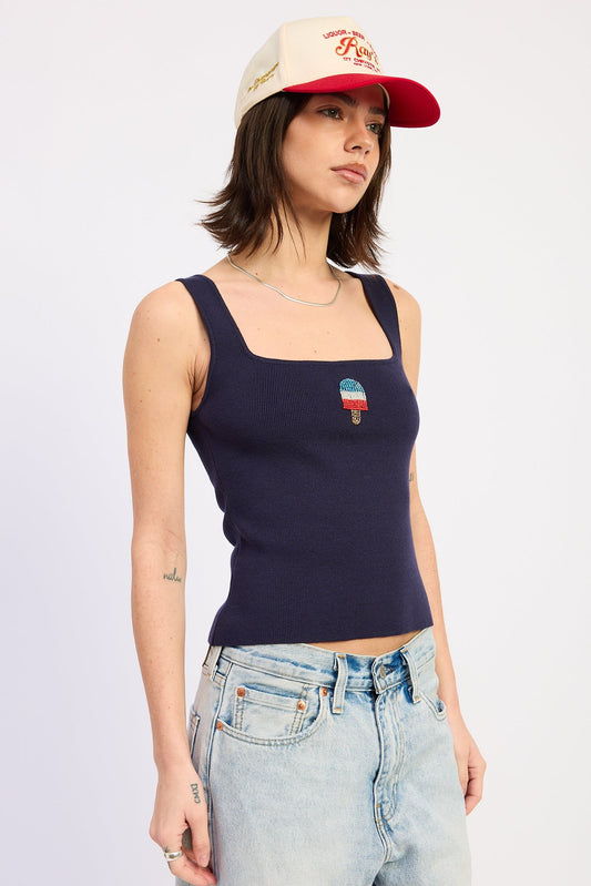 Popsicle Knit Ribbed Tank Top Sweater