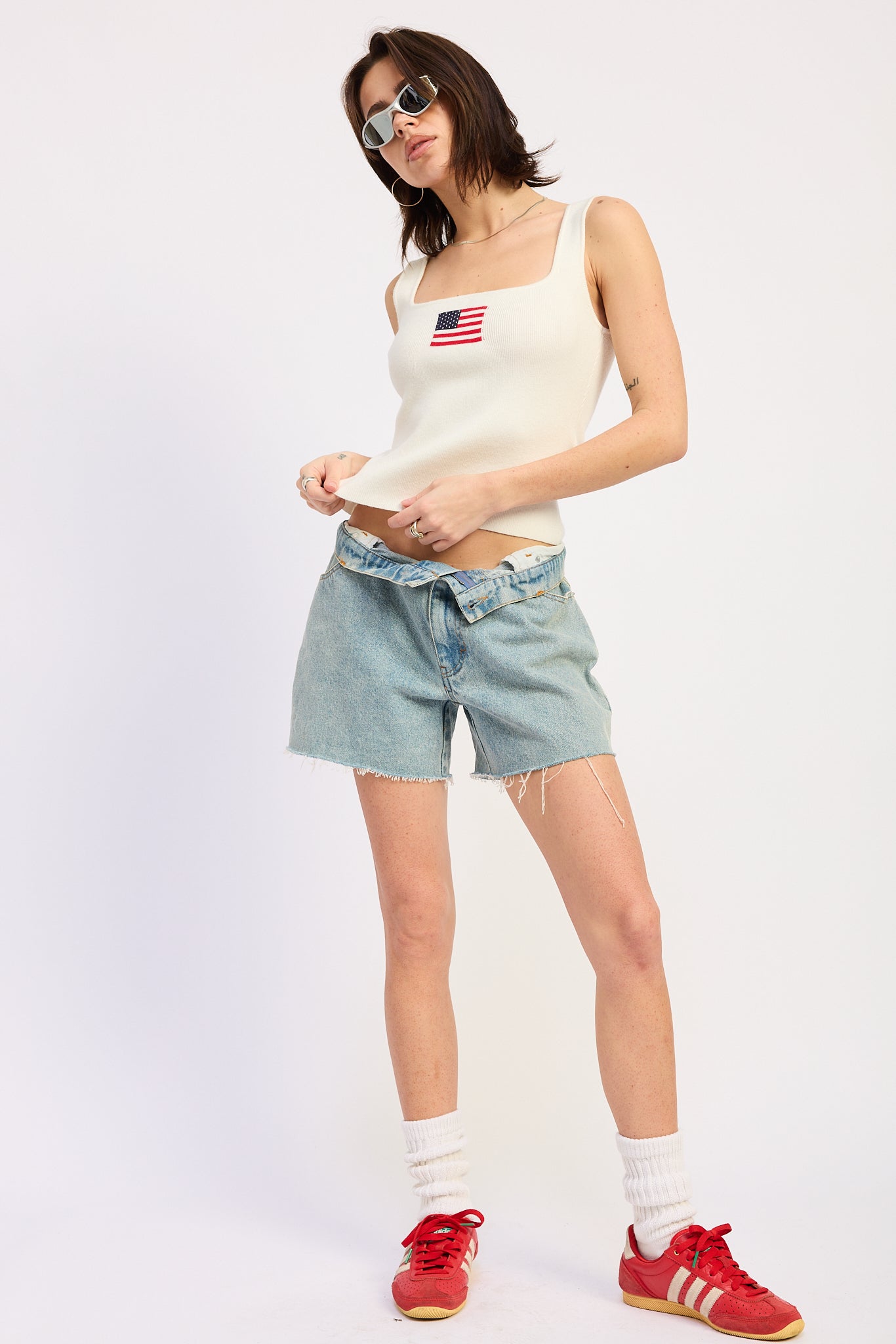 US Flag Knit Ribbed Tank Top