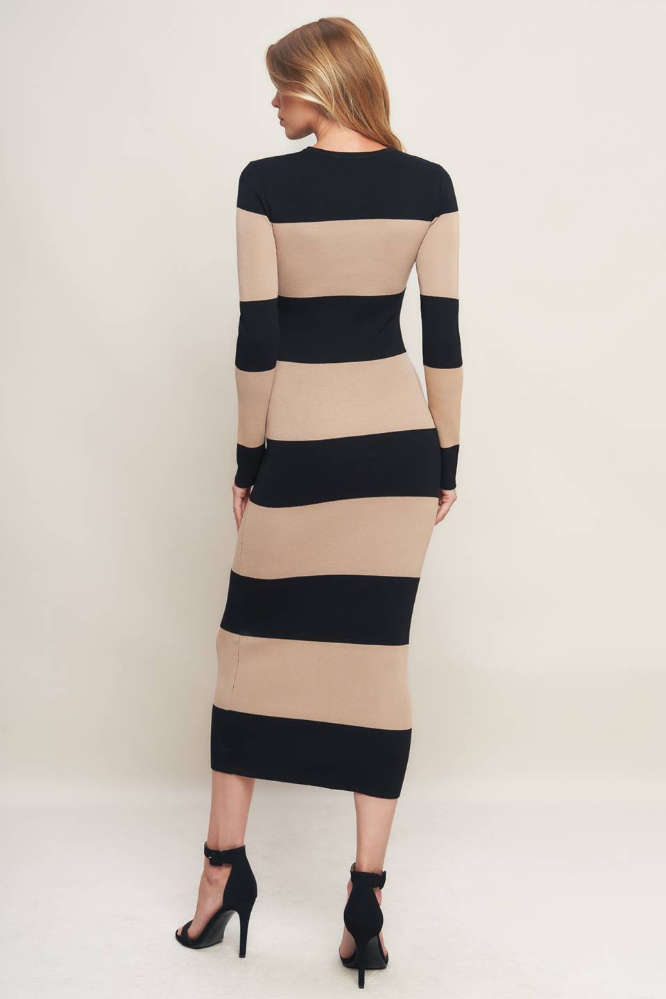 Espresso Striped Midi Sweater Dress