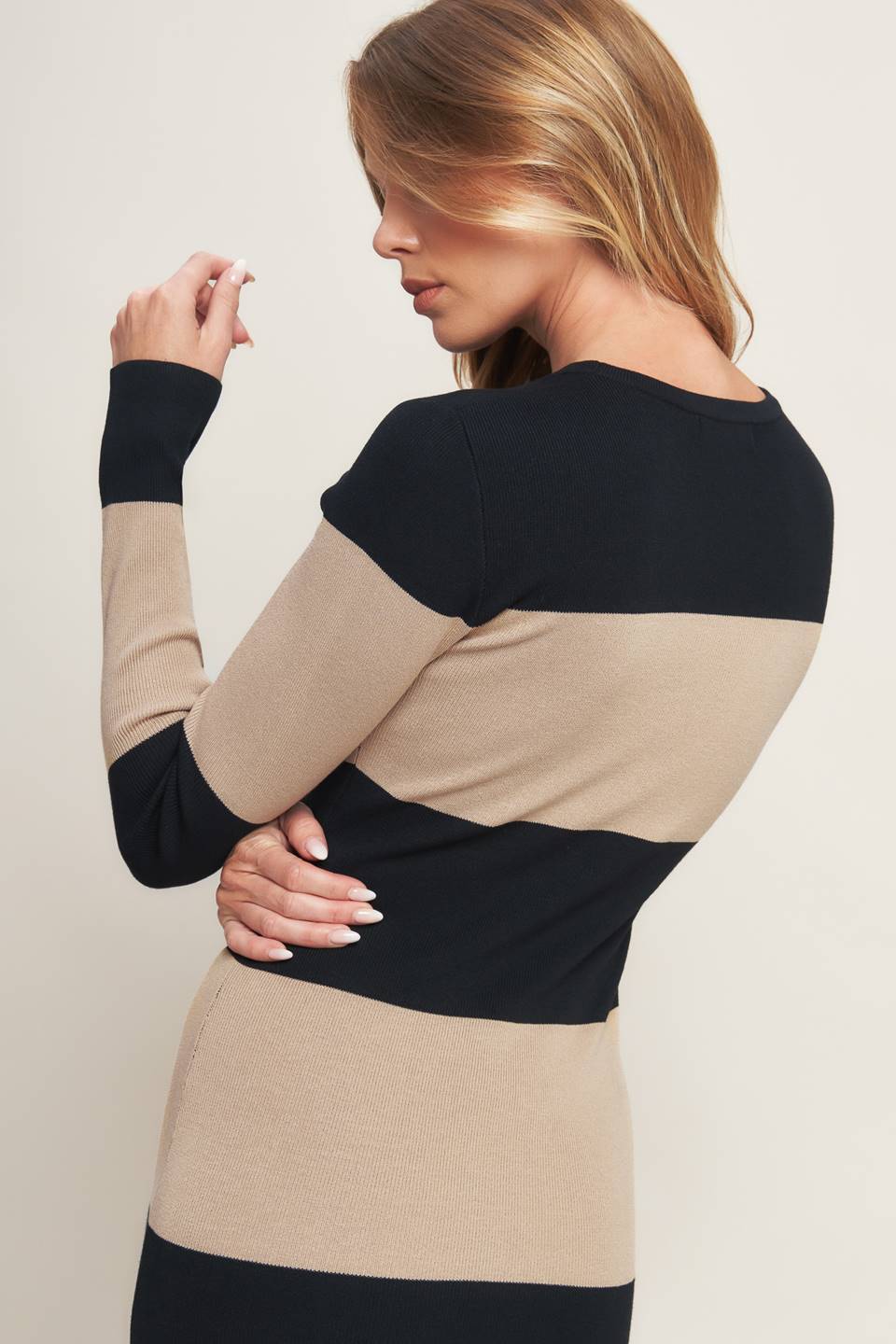 Espresso Striped Midi Sweater Dress