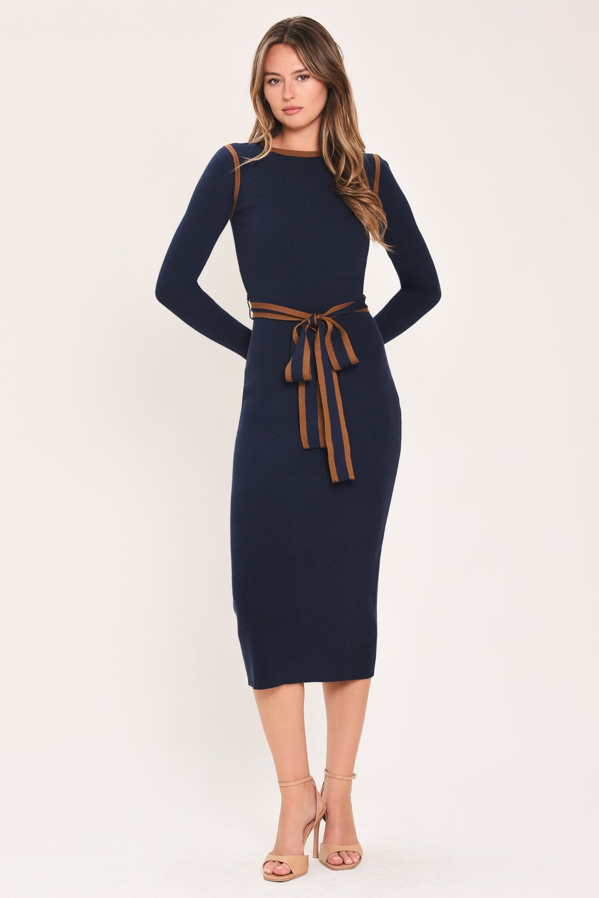 Belted Sweater Midi Dress