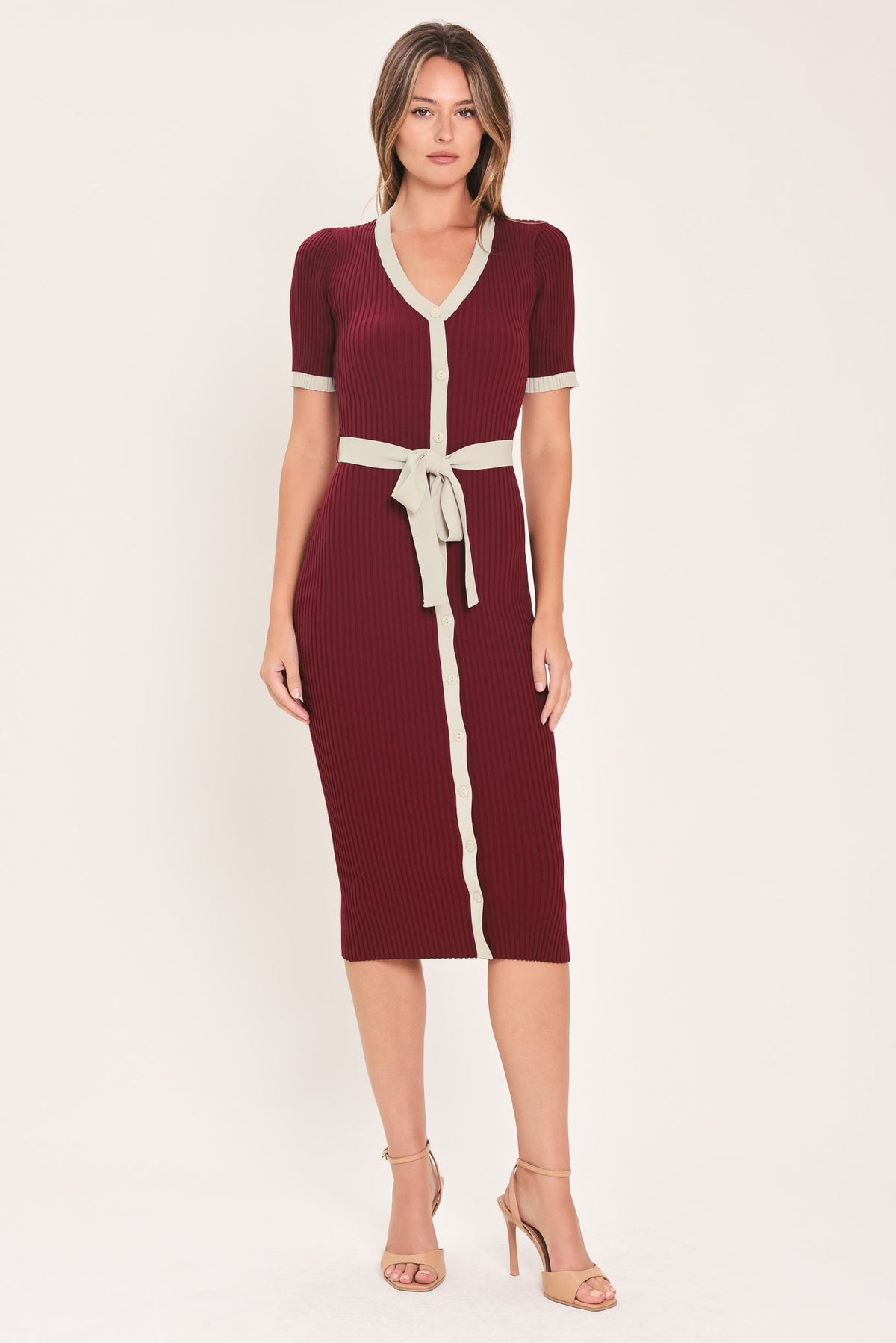 Button Down Sweater Midi Dress