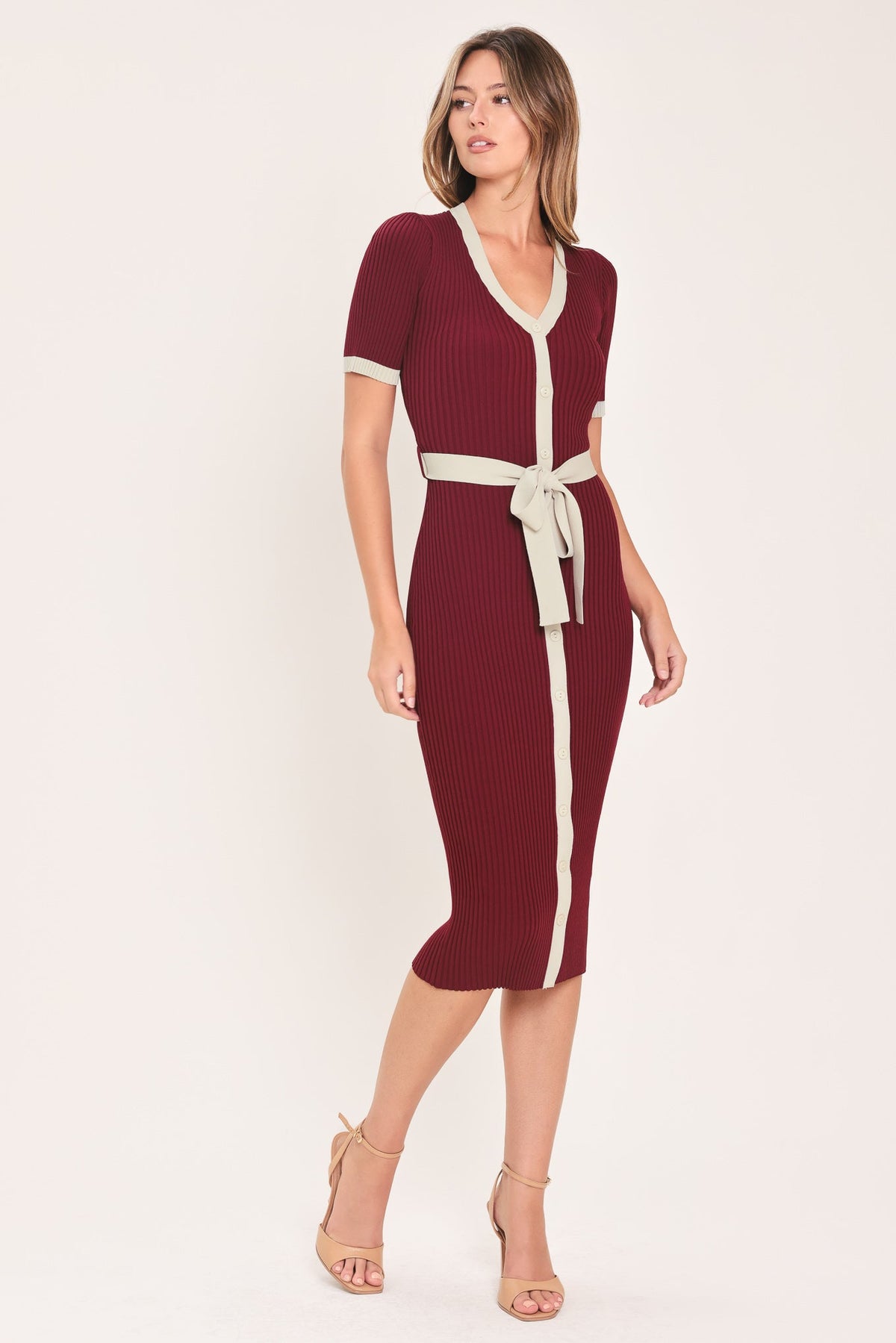 Button Down Sweater Midi Dress