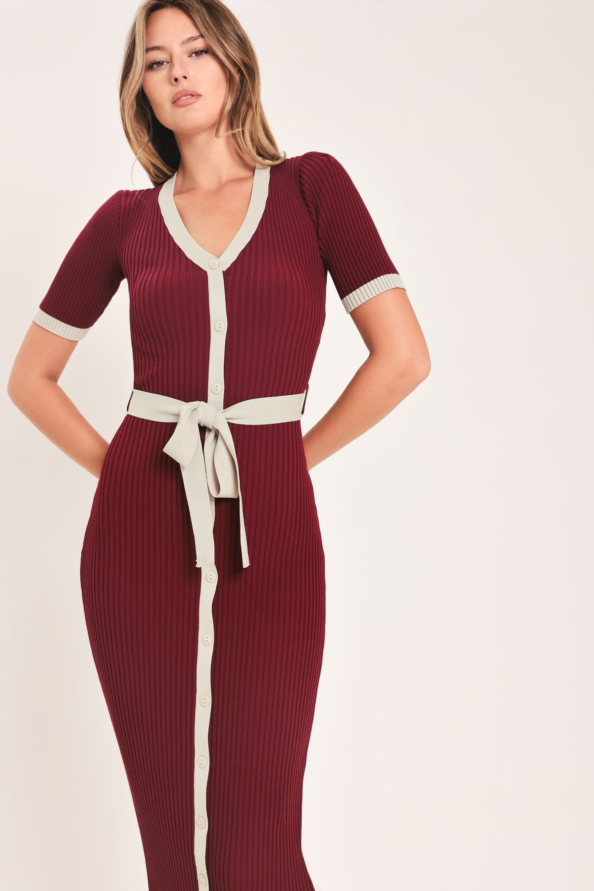 Button Down Sweater Midi Dress