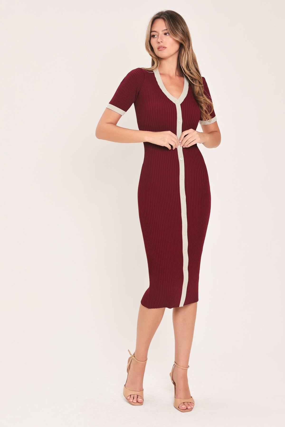 Button Down Sweater Midi Dress