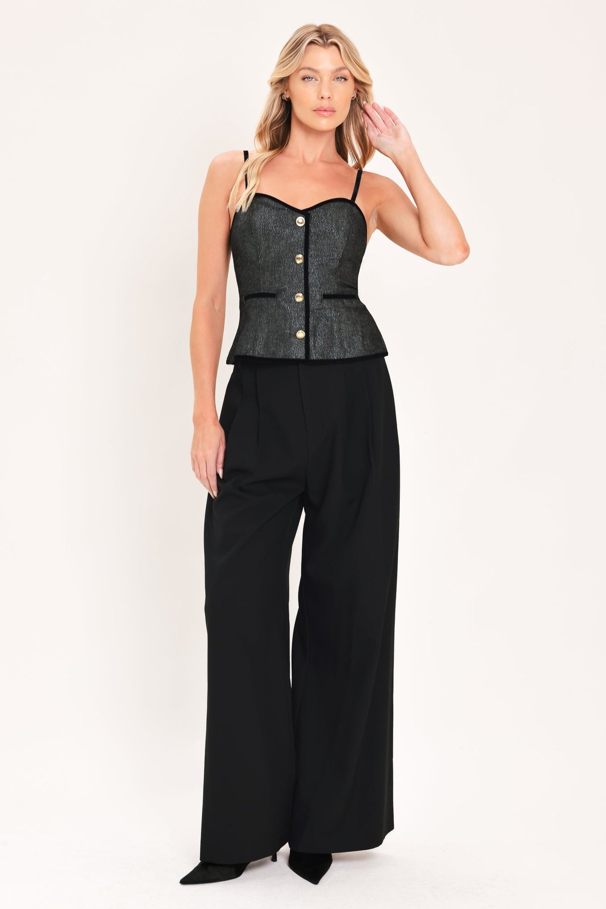 Metallic Hourglass Strapless Top