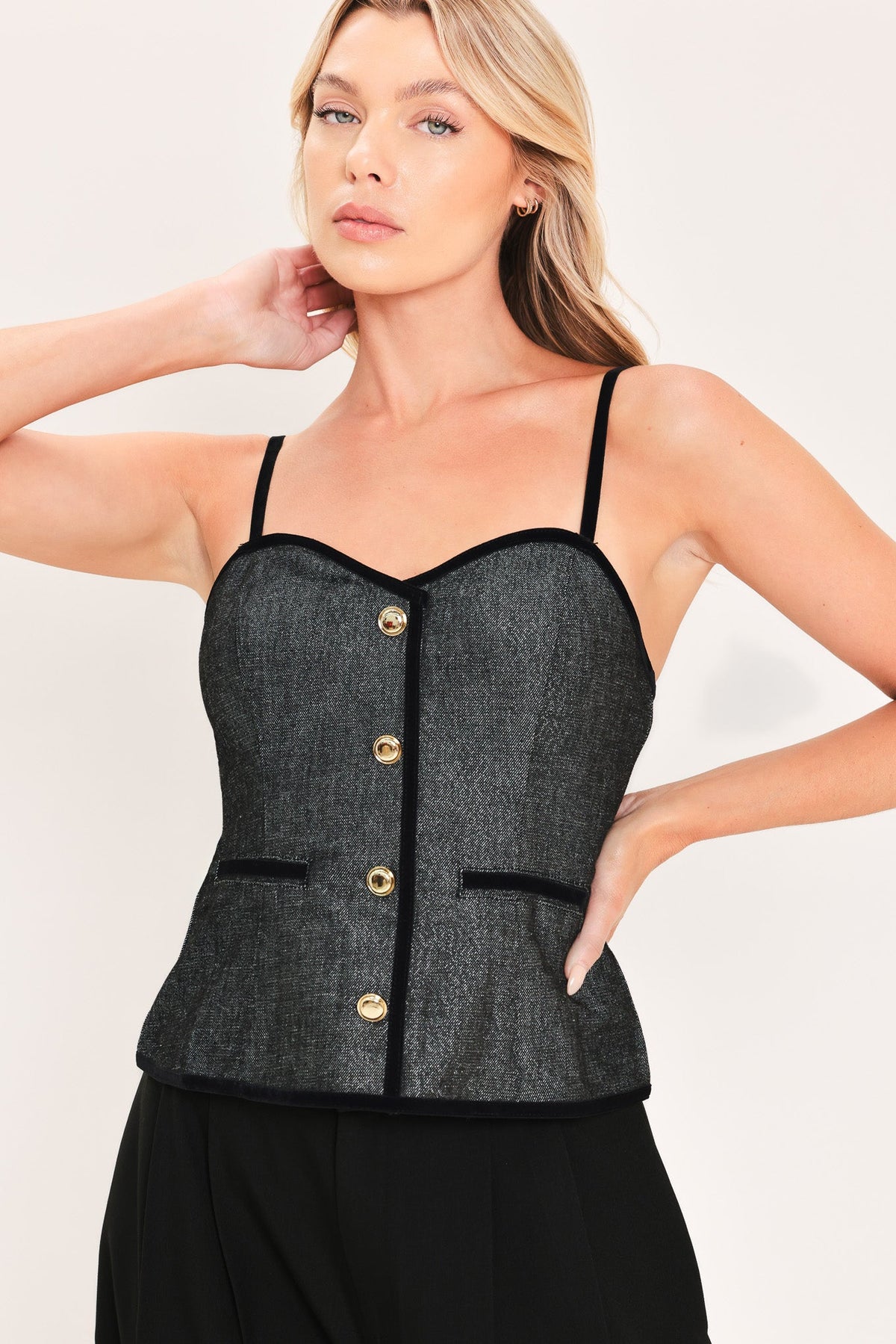 Metallic Hourglass Strapless Top