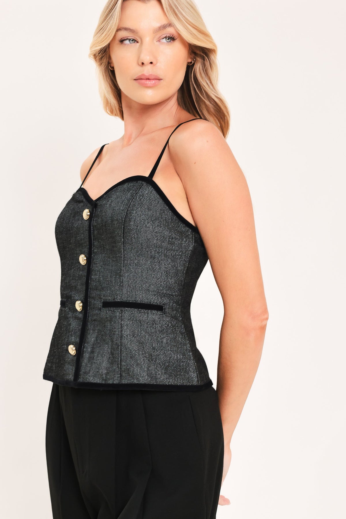 Metallic Hourglass Strapless Top