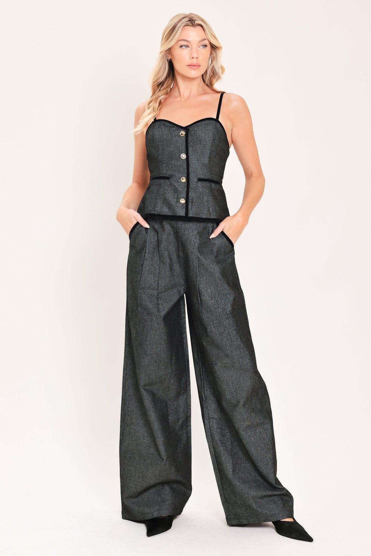 Metallic Hourglass Strapless Top