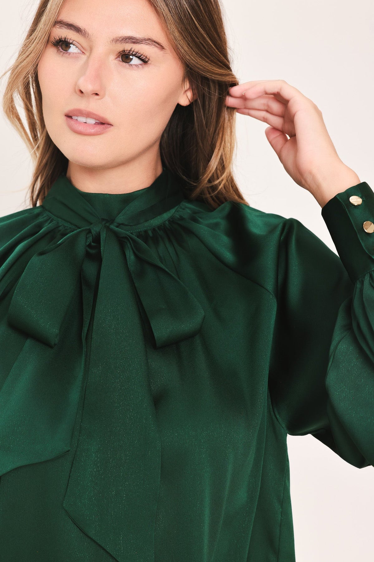 NEW - Evergreen Tie-Neck Blouse