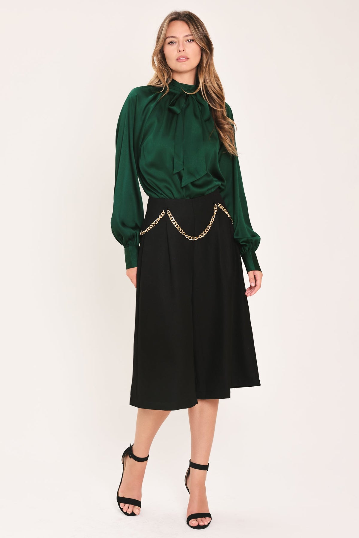NEW - Evergreen Tie-Neck Blouse