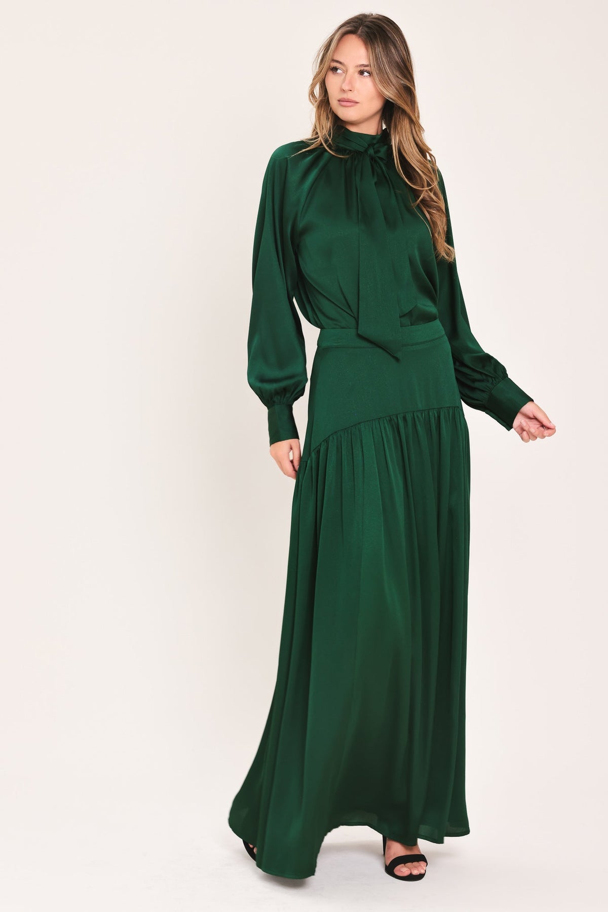 NEW - Evergreen Tie-Neck Blouse