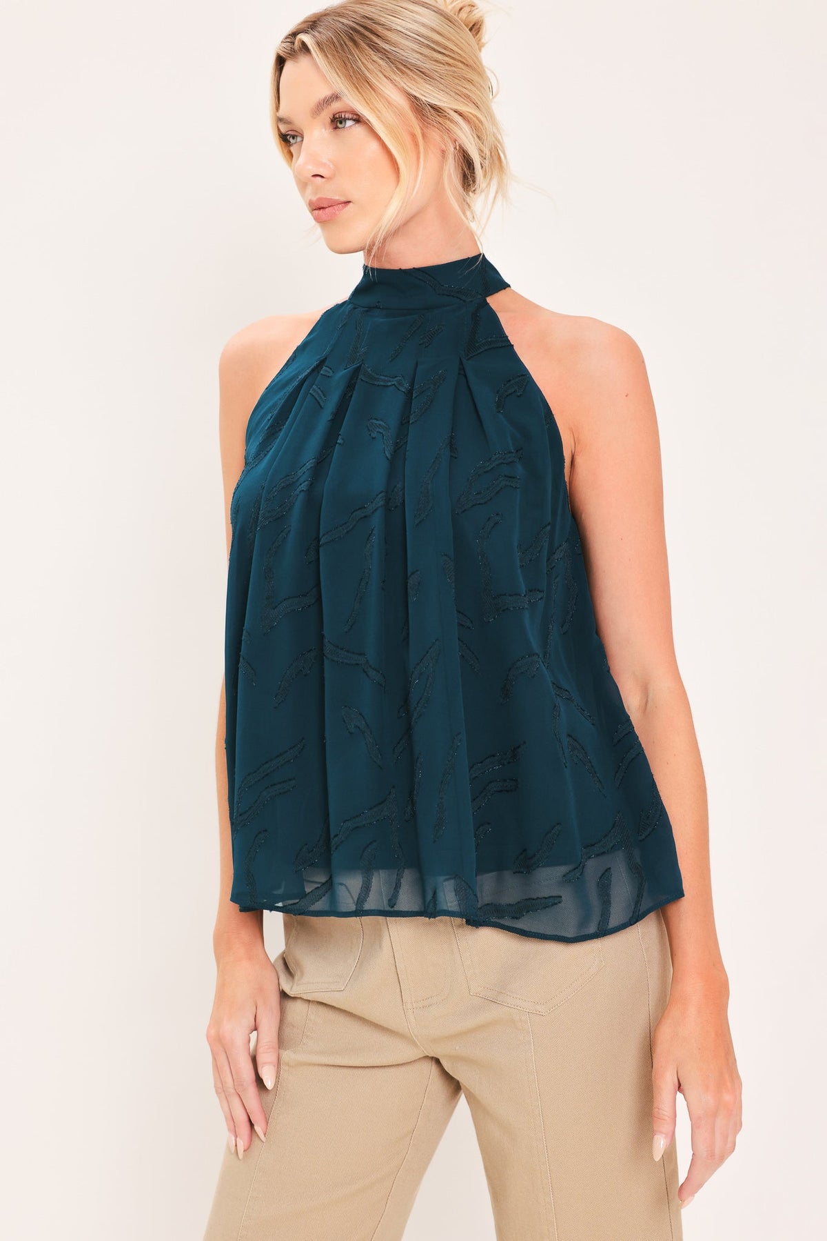 Teal Jacquard Blouse