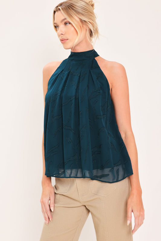 Teal Jacquard Blouse