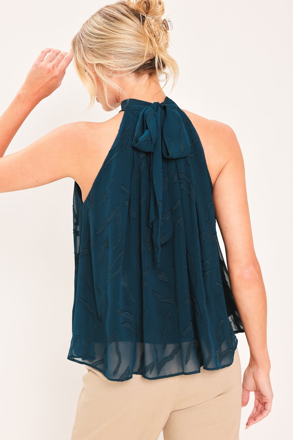 Teal Jacquard Blouse