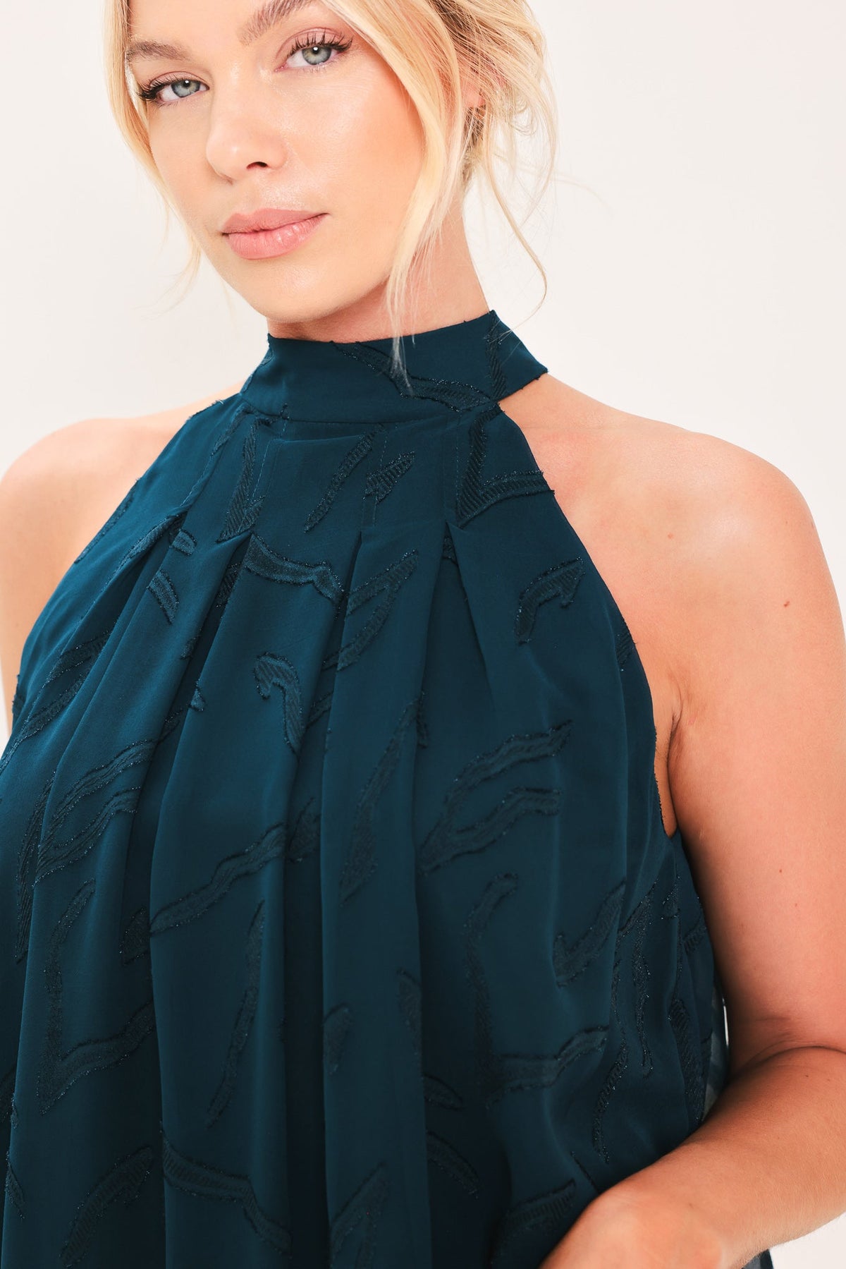 Teal Jacquard Blouse