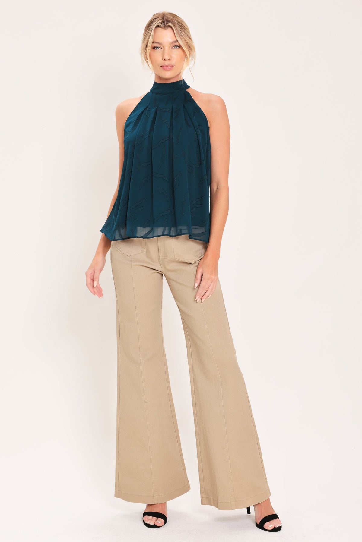 Teal Jacquard Blouse