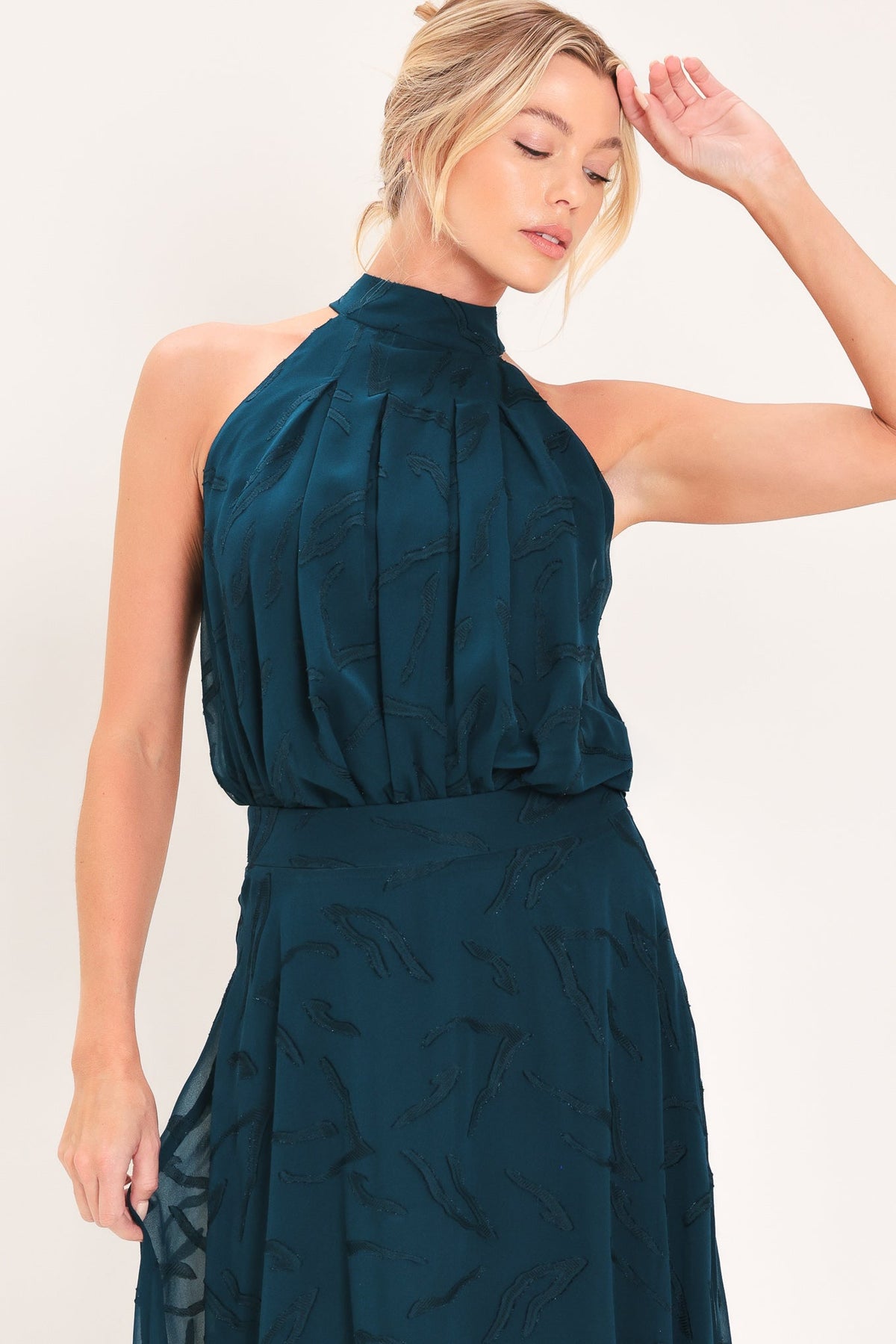 Teal Jacquard Blouse