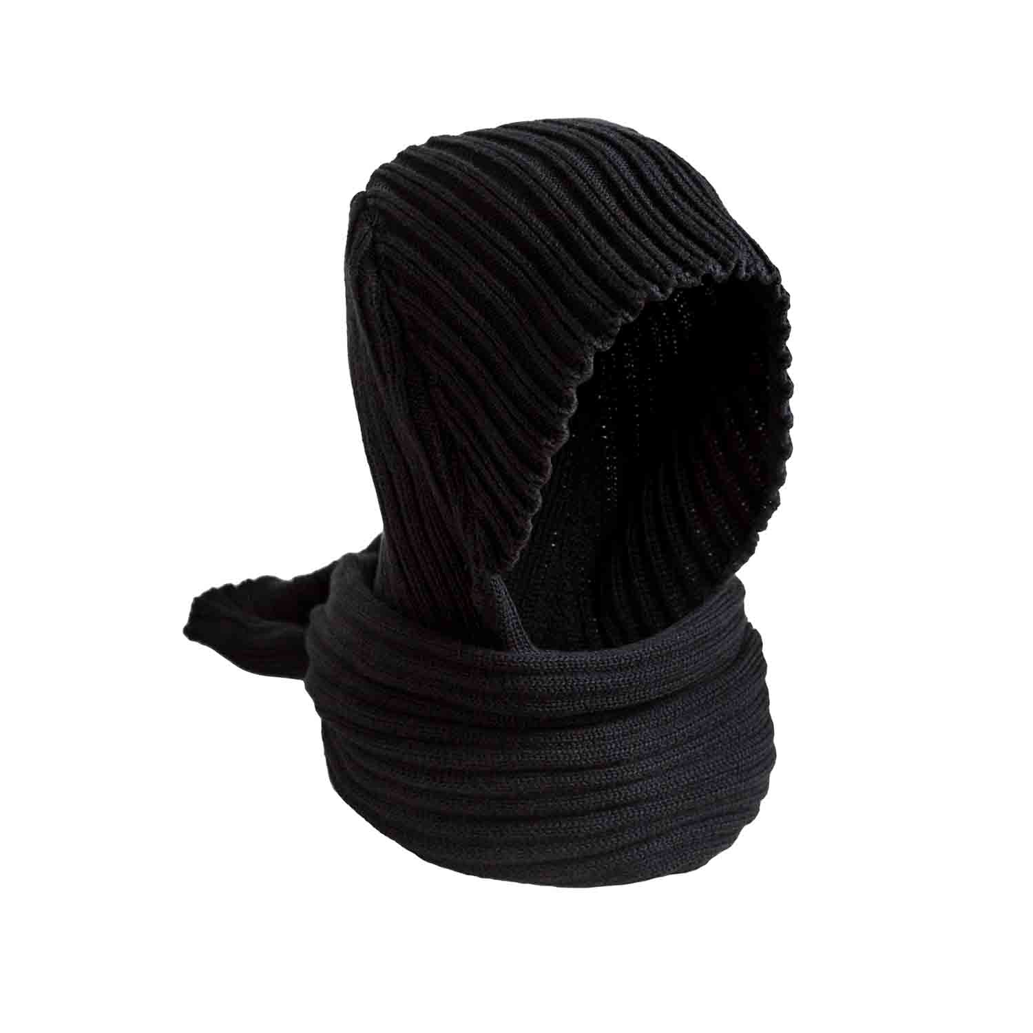 Black Knitted Hat-Scarf-0