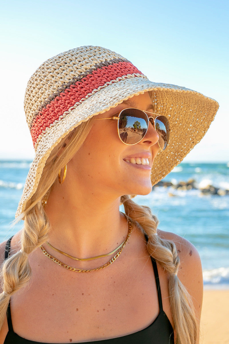 Stripe Accent Straw Hat in multiple colors