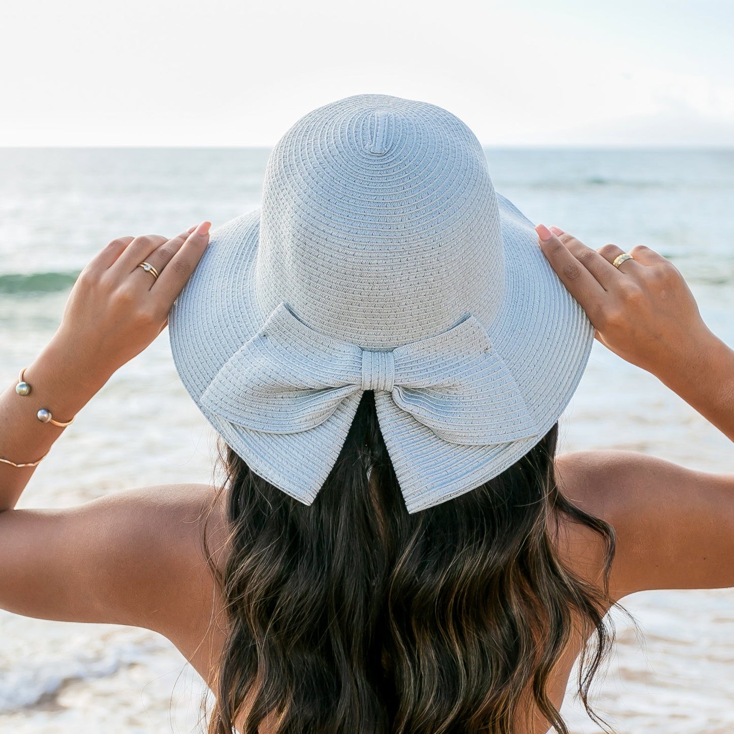 Foldable Back Bow Sun Hat in multiple colors