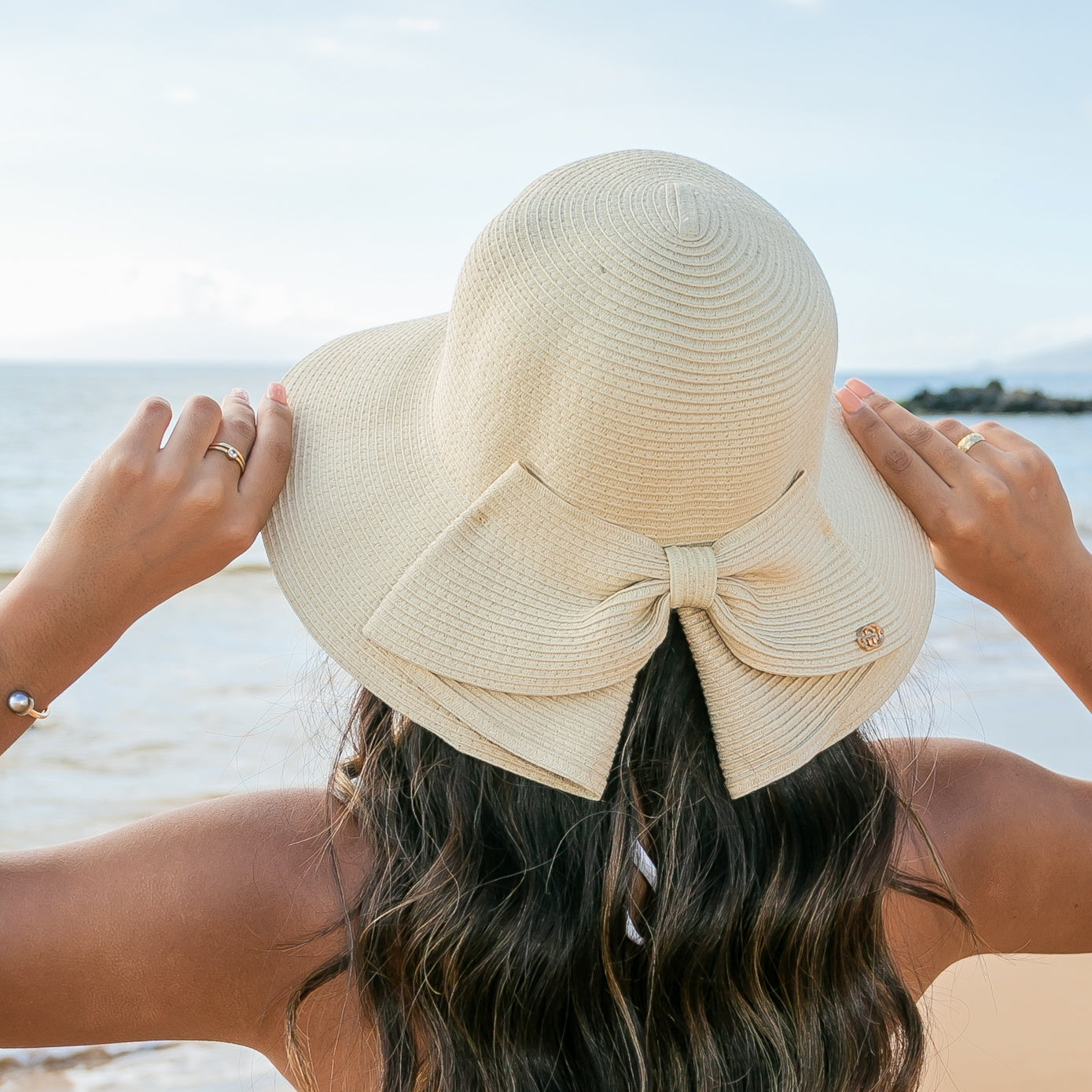 Foldable Back Bow Sun Hat in multiple colors