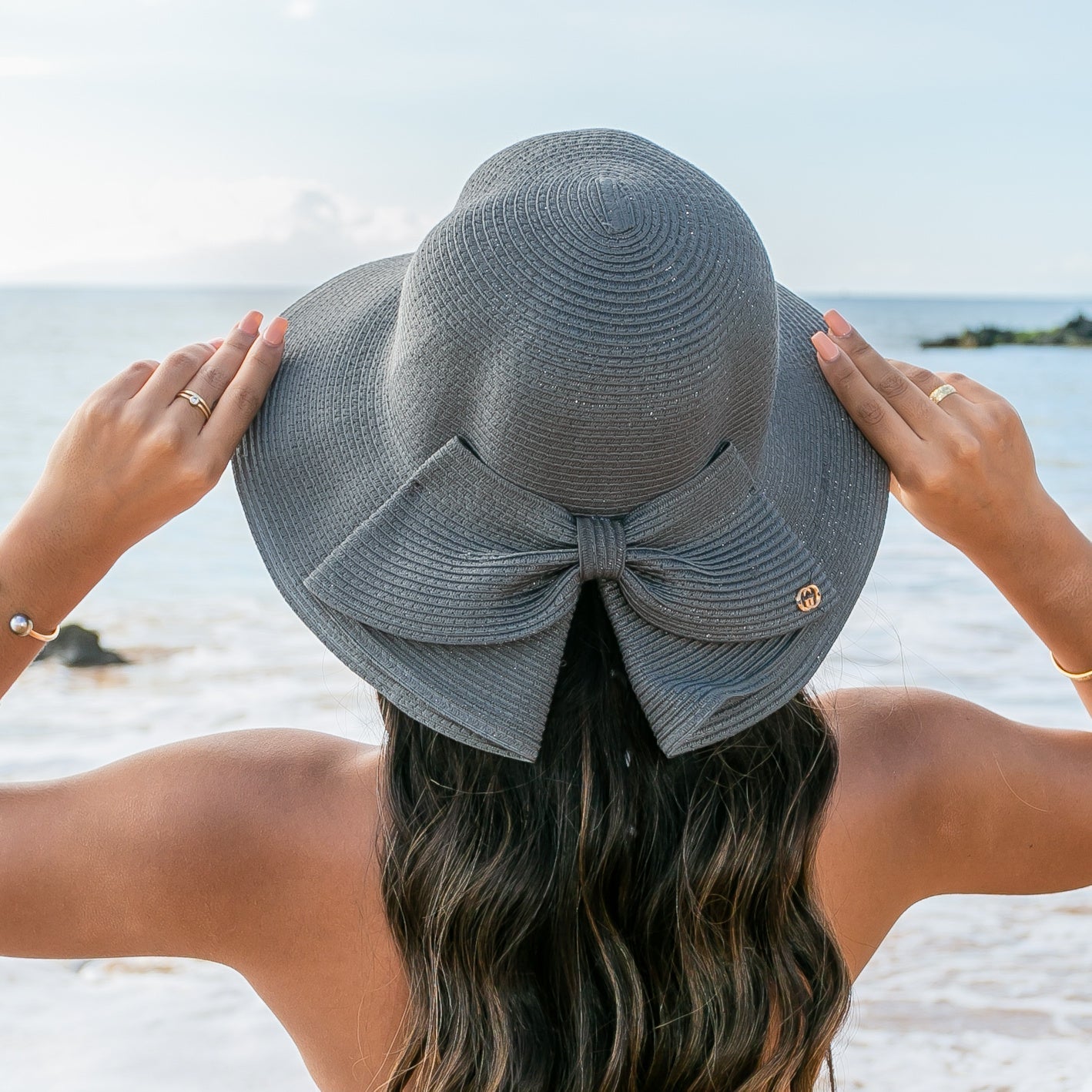 Foldable Back Bow Sun Hat in multiple colors