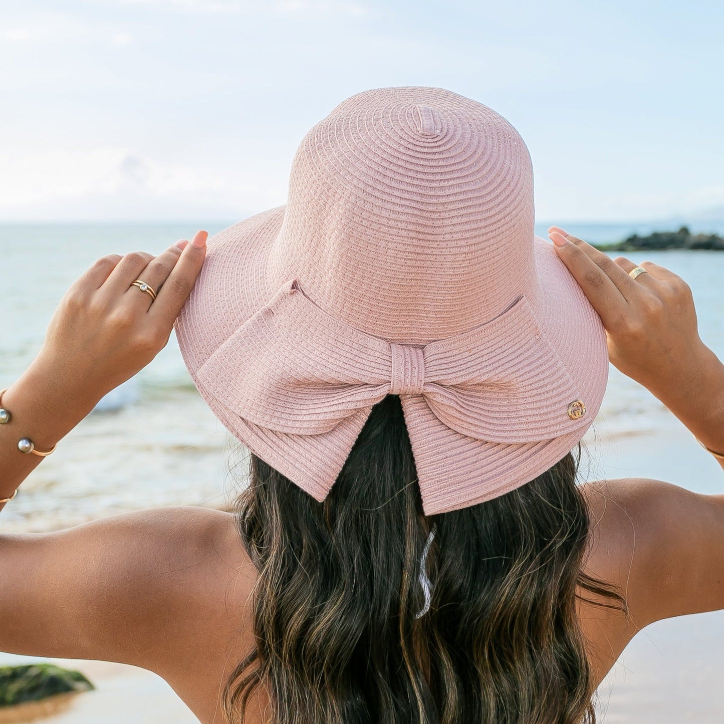 Foldable Back Bow Sun Hat in multiple colors