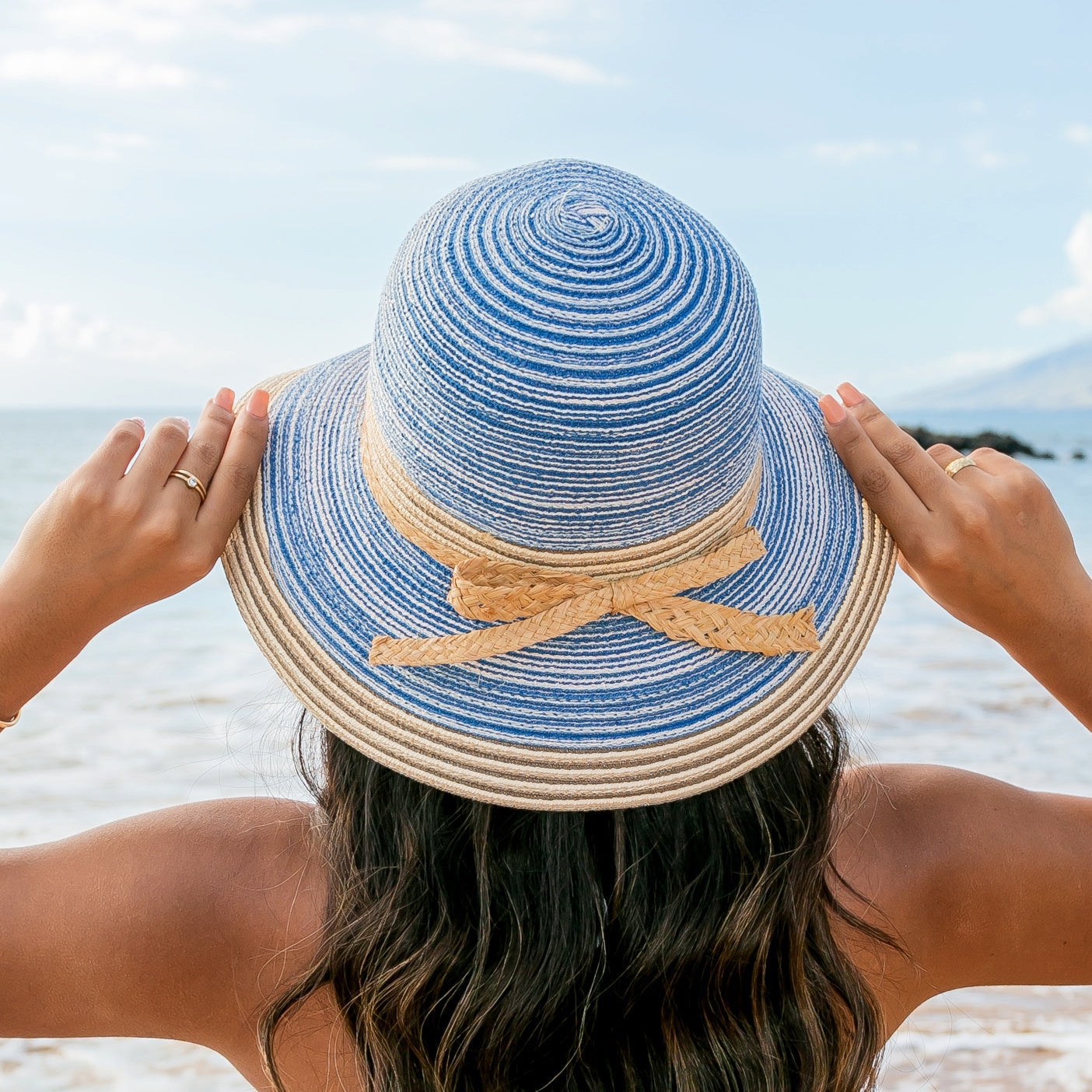 Foldable Multi-Stripe Sun Hat in multiple colors