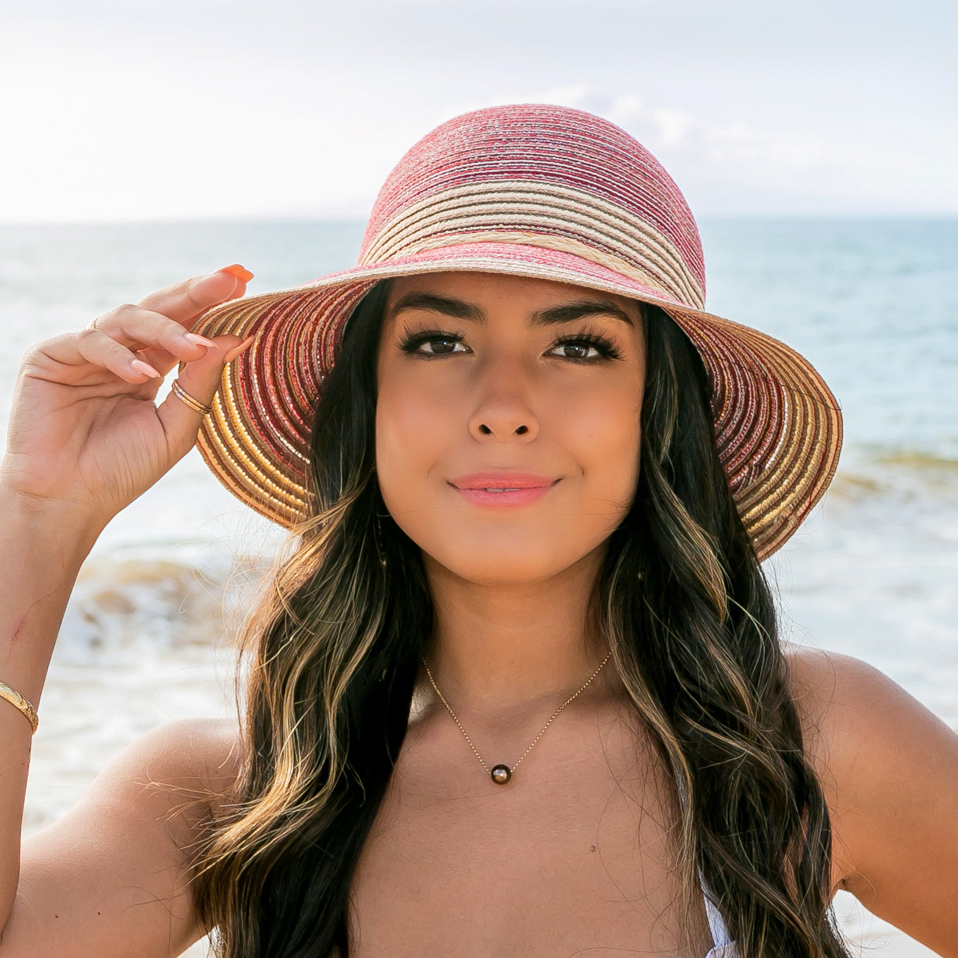 Foldable Multi-Stripe Sun Hat in multiple colors