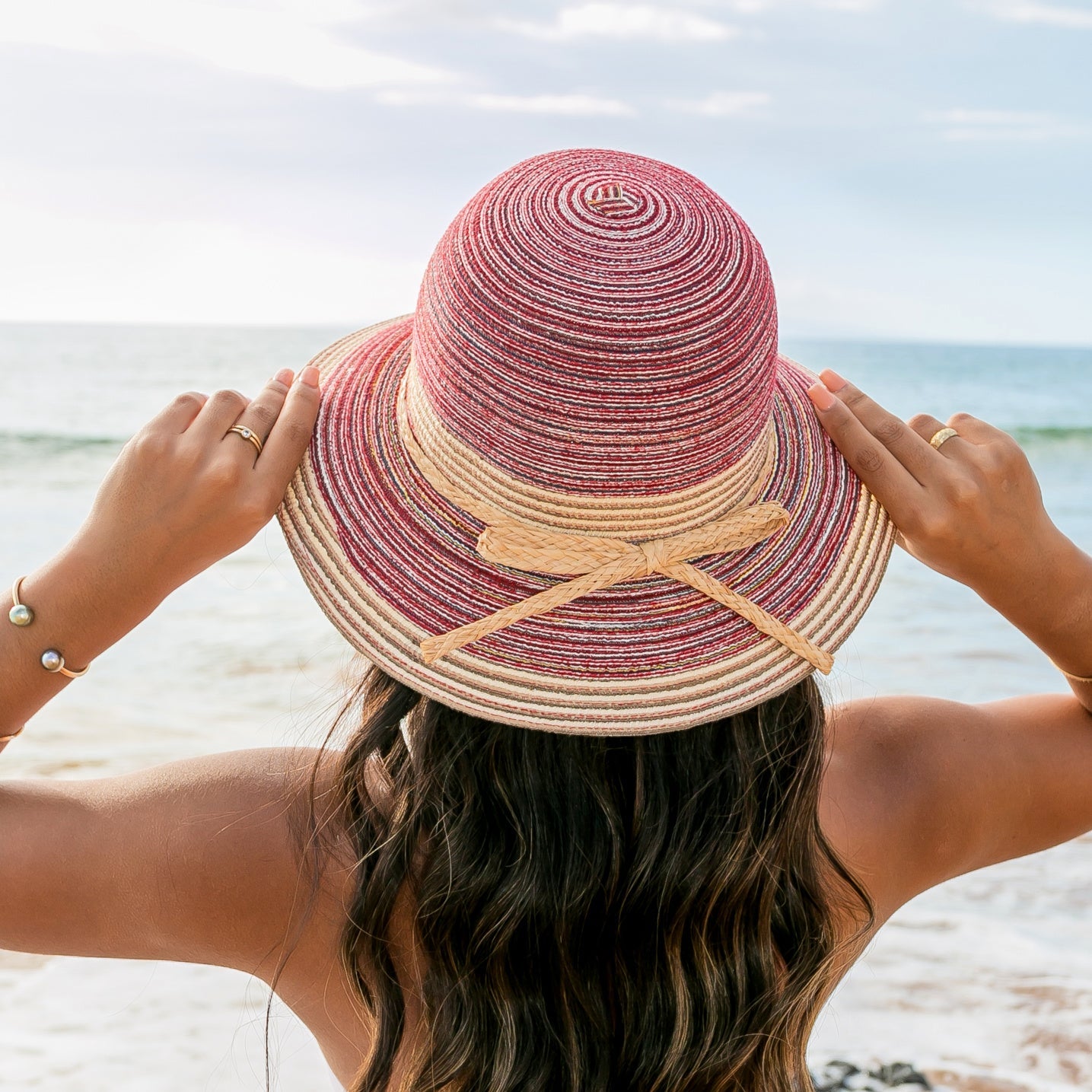 Foldable Multi-Stripe Sun Hat in multiple colors