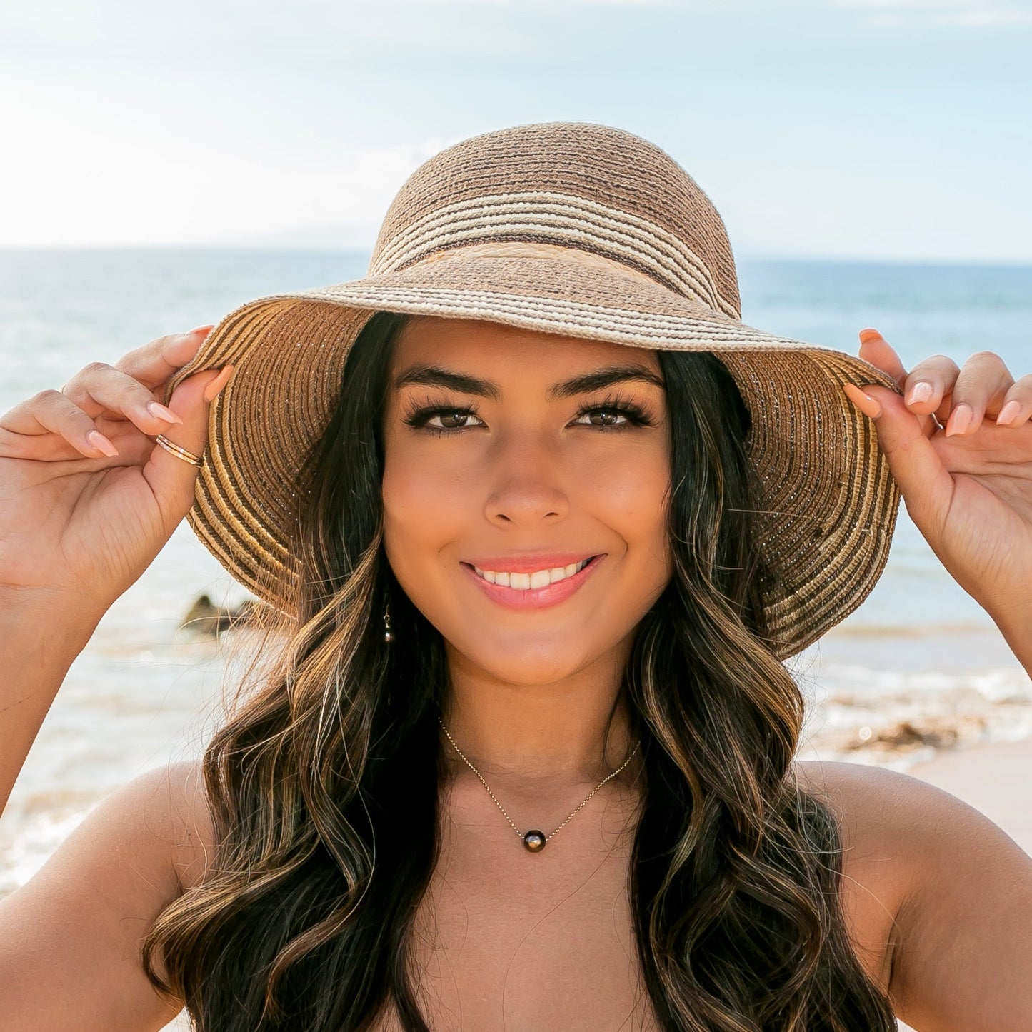 Foldable Multi-Stripe Sun Hat in multiple colors