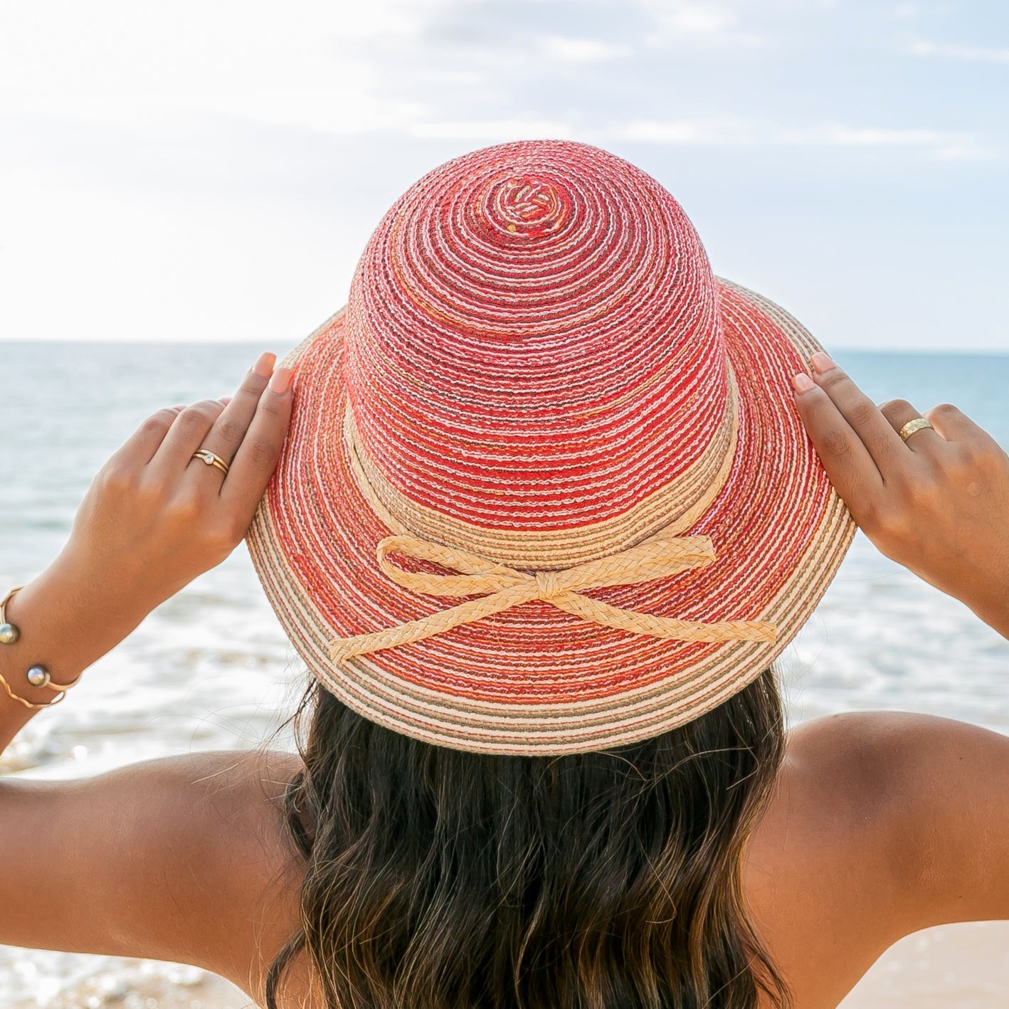 Foldable Multi-Stripe Sun Hat in multiple colors