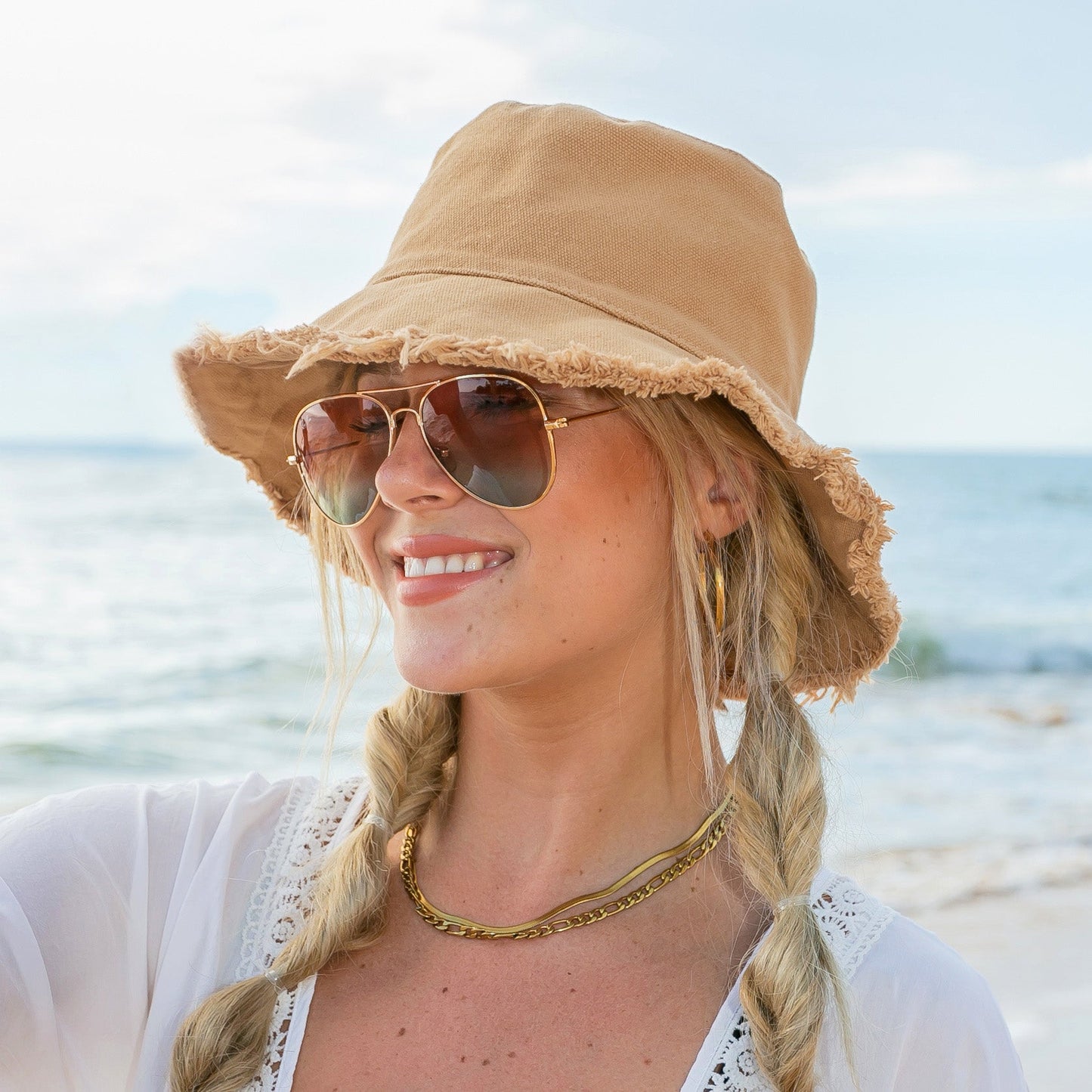 Frayed Edge Canvas Bucket Hat in multiple colors