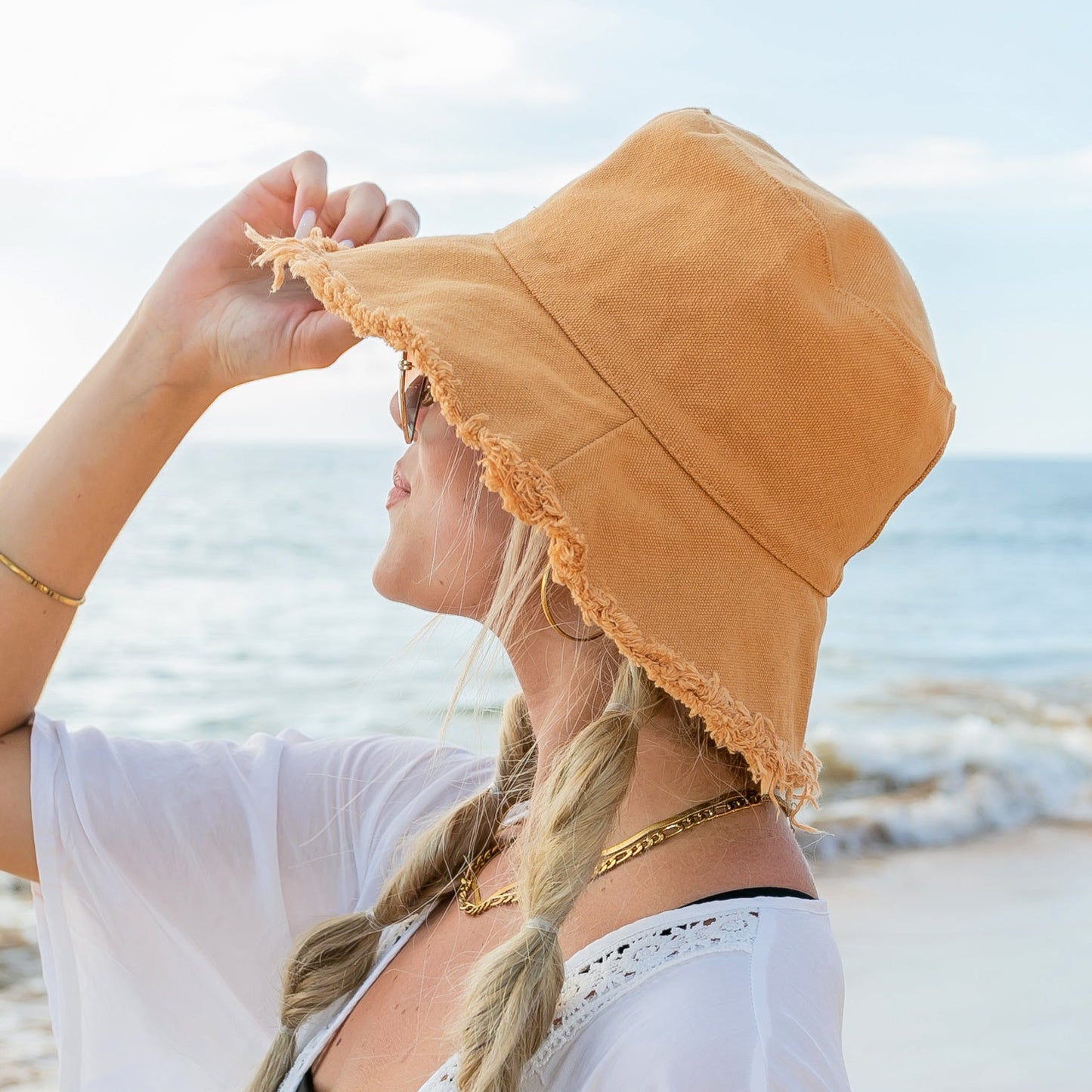Frayed Edge Canvas Bucket Hat in multiple colors
