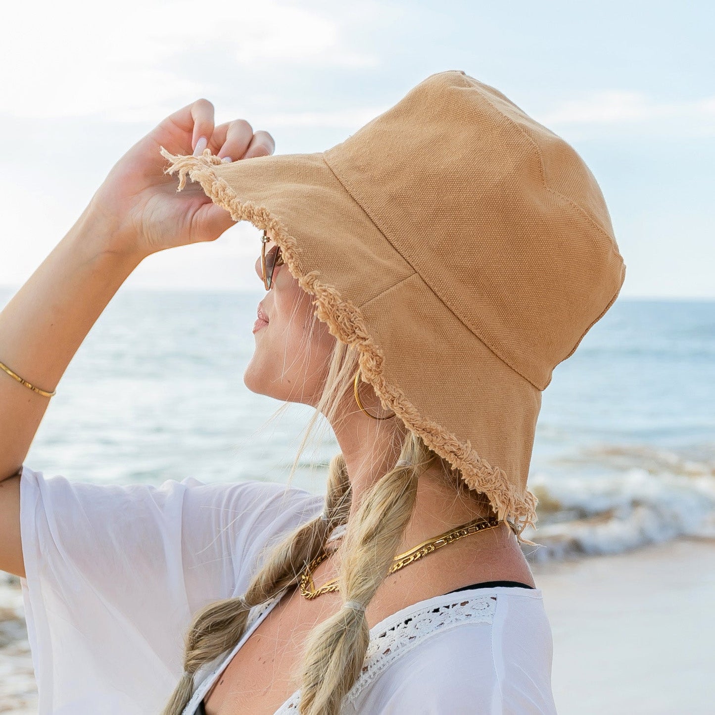 Frayed Edge Canvas Bucket Hat in multiple colors