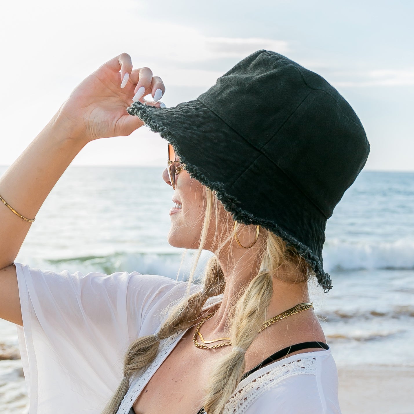 Frayed Edge Canvas Bucket Hat in multiple colors