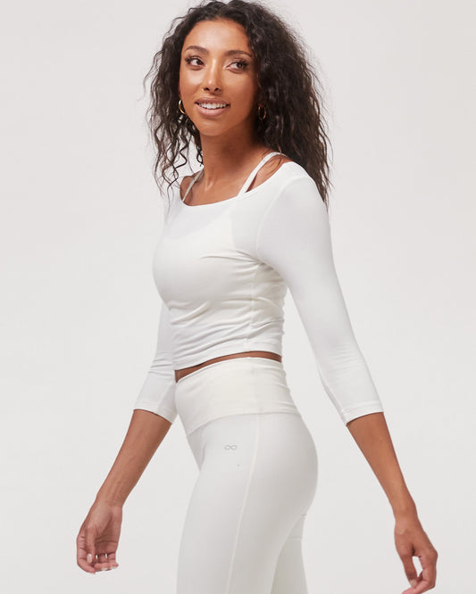 Open Shoulder 3/4 Sleeve Workout Top in multiple colors