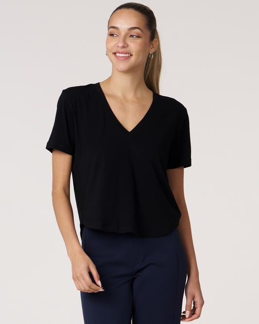 Rebody Essentials V Neck Short Sleeve Top